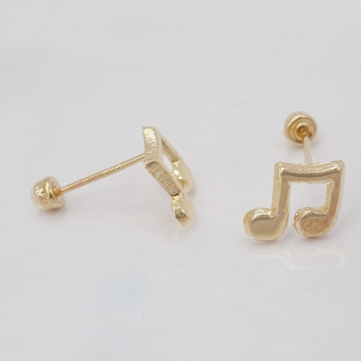 Amor Eterno - Broqueles Aretes / Nota Musical / Oro 10k