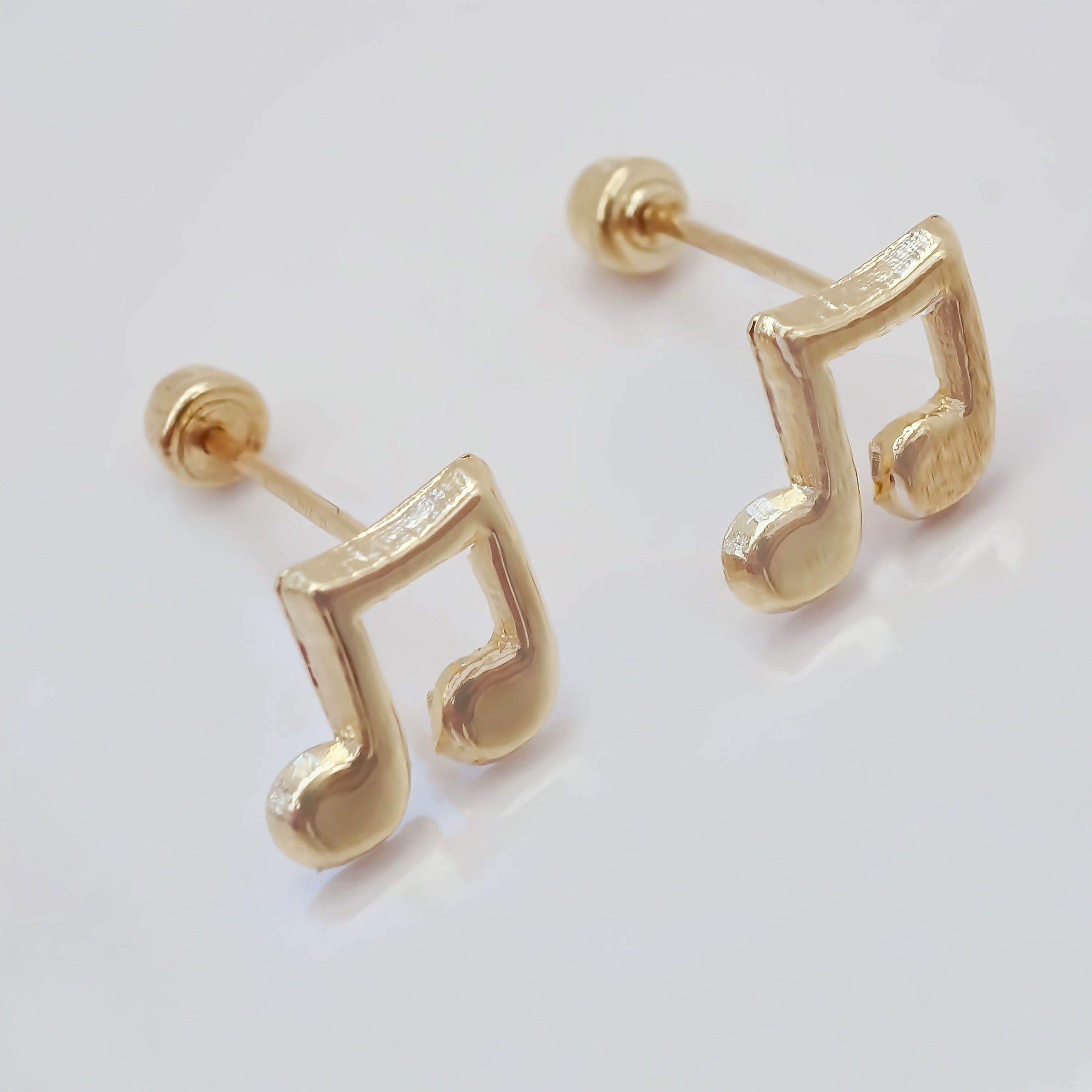 Amor Eterno - Broqueles Aretes / Nota Musical / Oro 10k