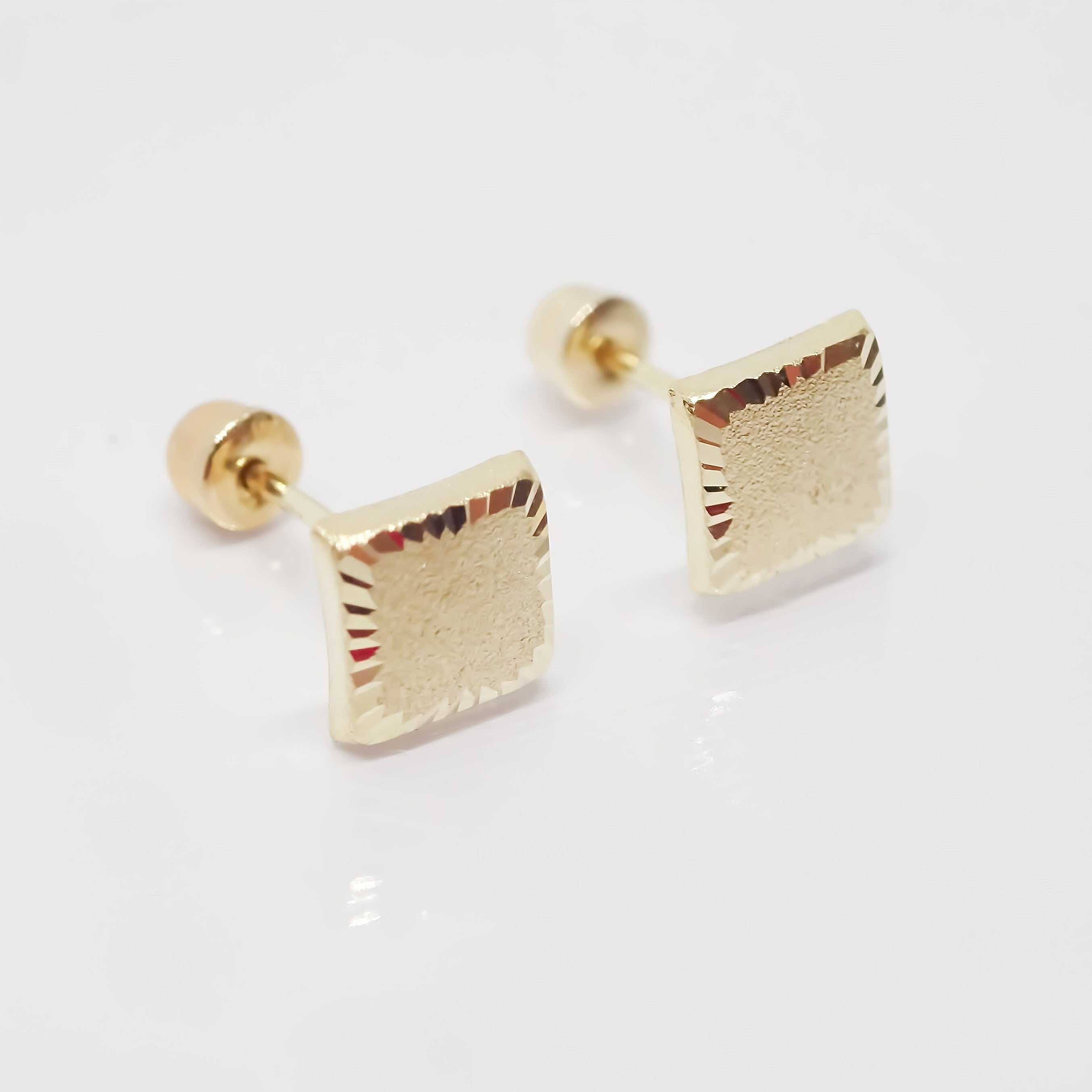 Amor Eterno - Broqueles Cuadrado Azucarado / Aretes Oro 10k