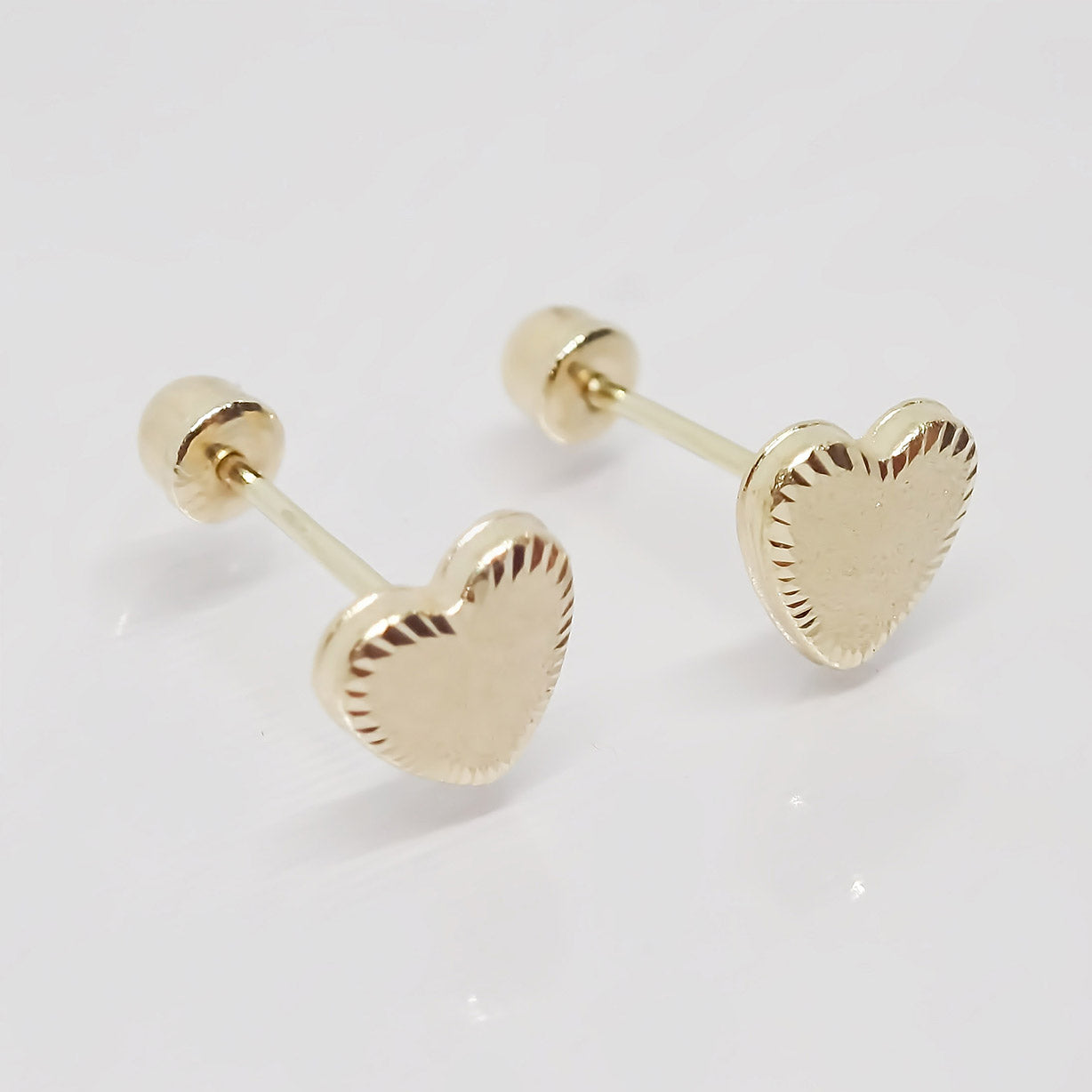 Amor Eterno- Broqueles Corazón Azucarado Bebé Oro Sólido 10k