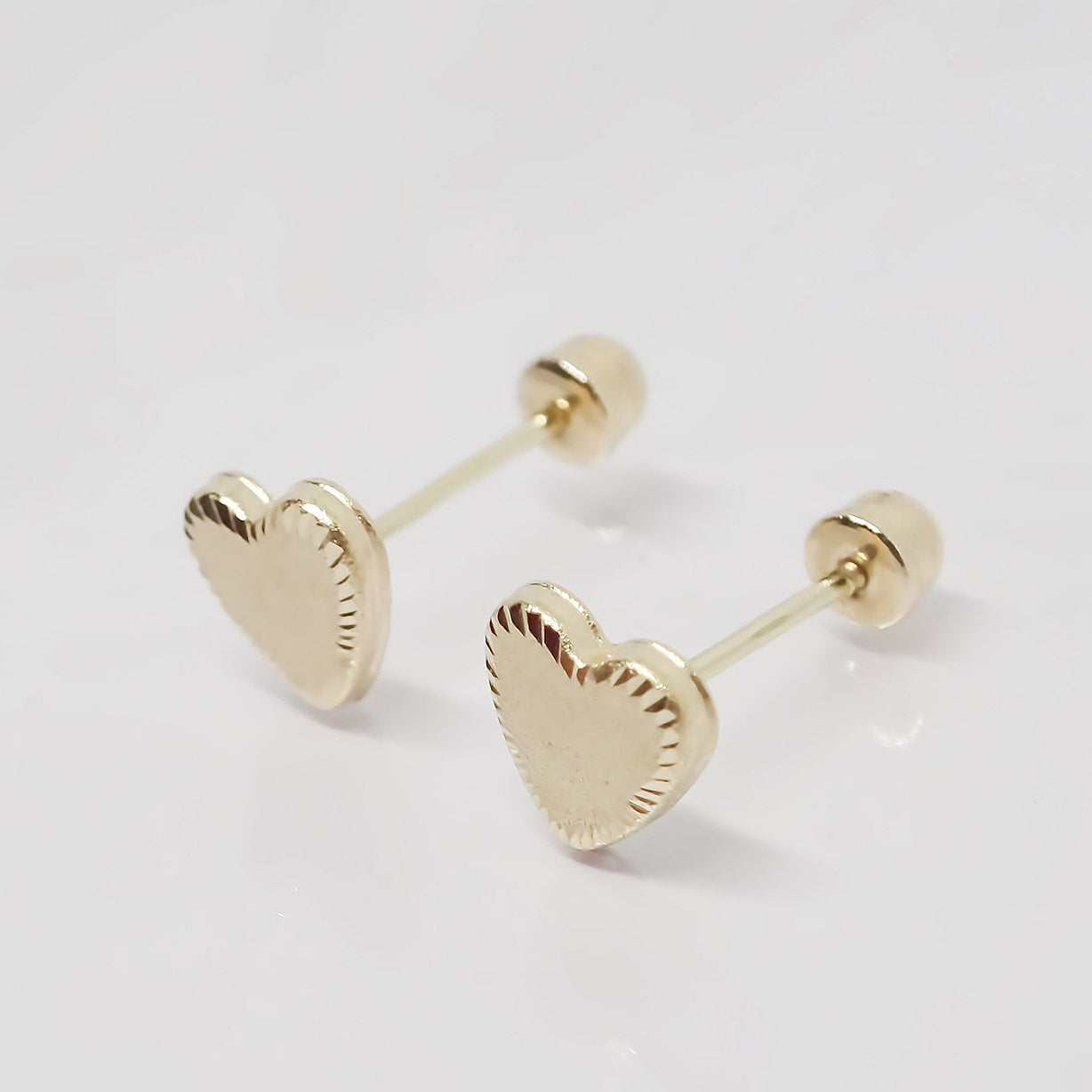 Amor Eterno- Broqueles Corazón Azucarado Bebé Oro Sólido 10k