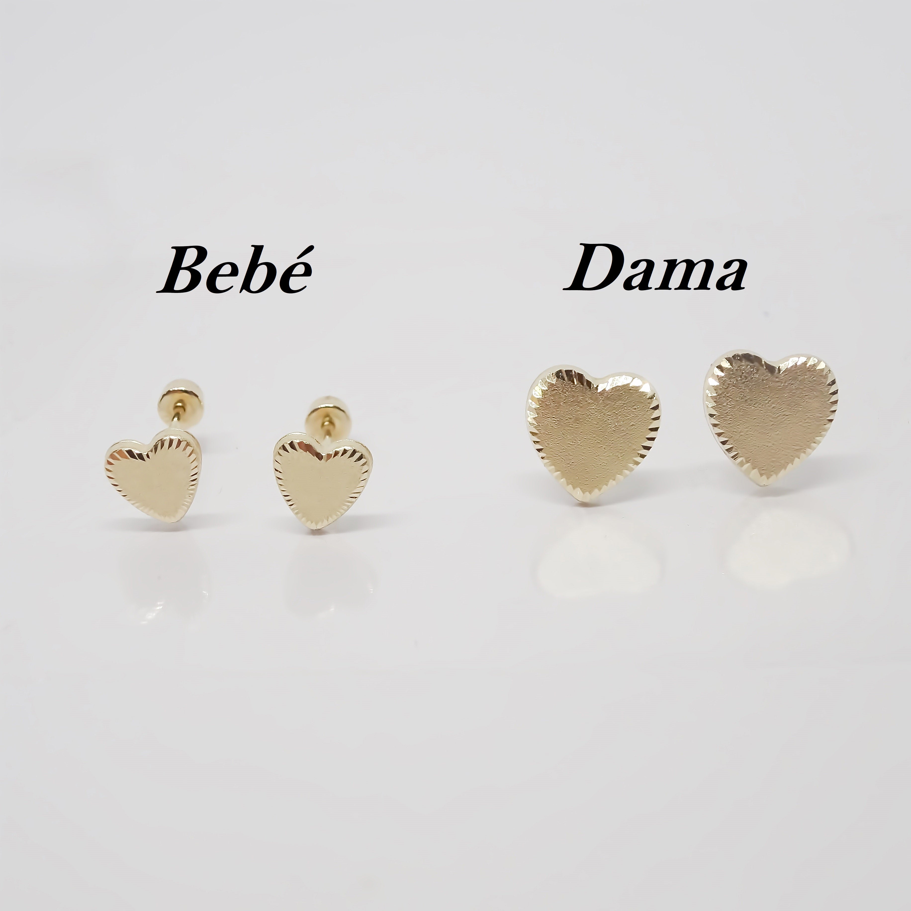 Amor Eterno- Broqueles Corazón Azucarado Bebé Oro Sólido 10k