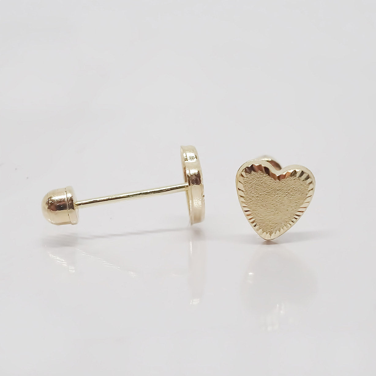 Amor Eterno- Broqueles Corazón Azucarado Bebé Oro Sólido 10k