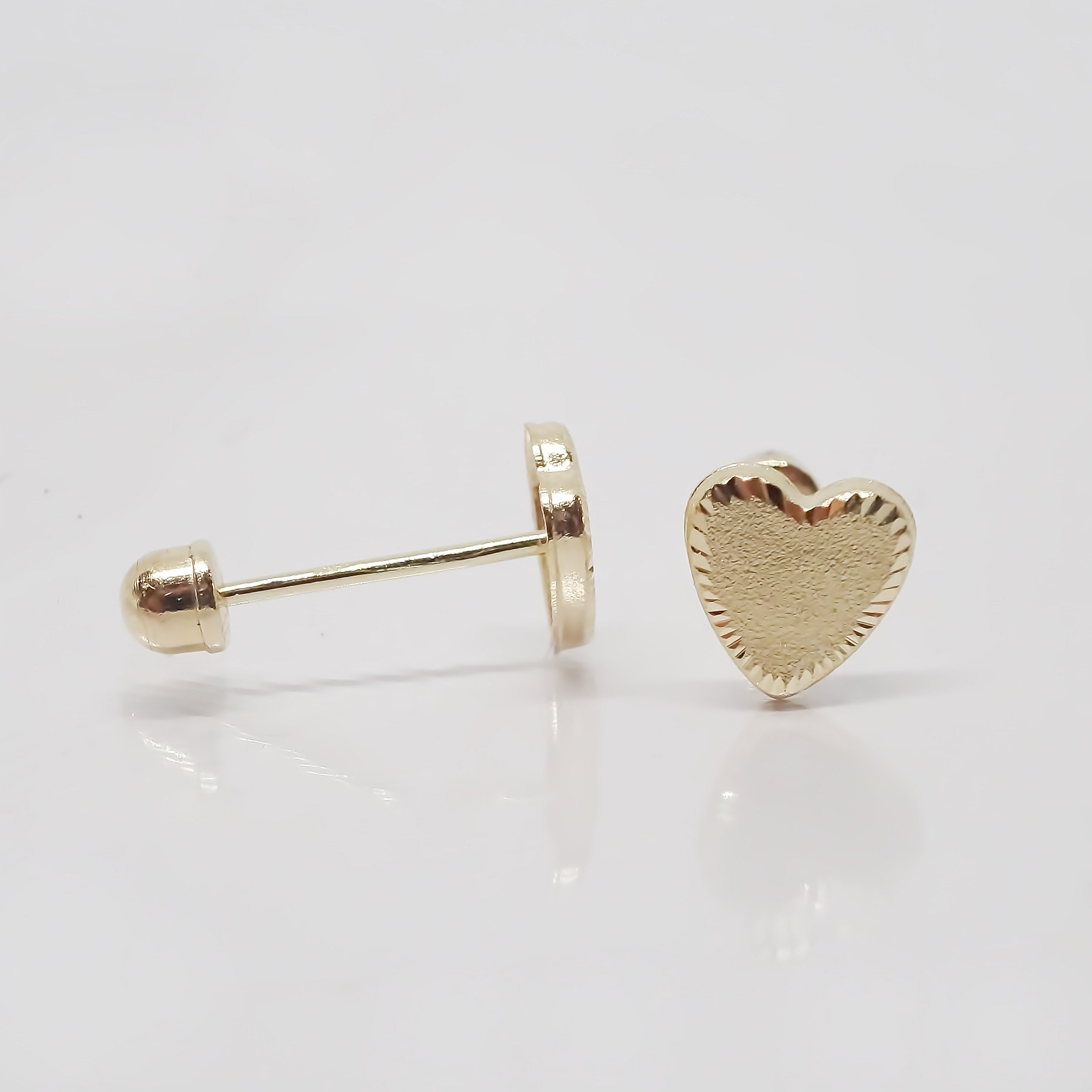 Amor Eterno- Broqueles Corazón Azucarado Bebé Oro Sólido 10k