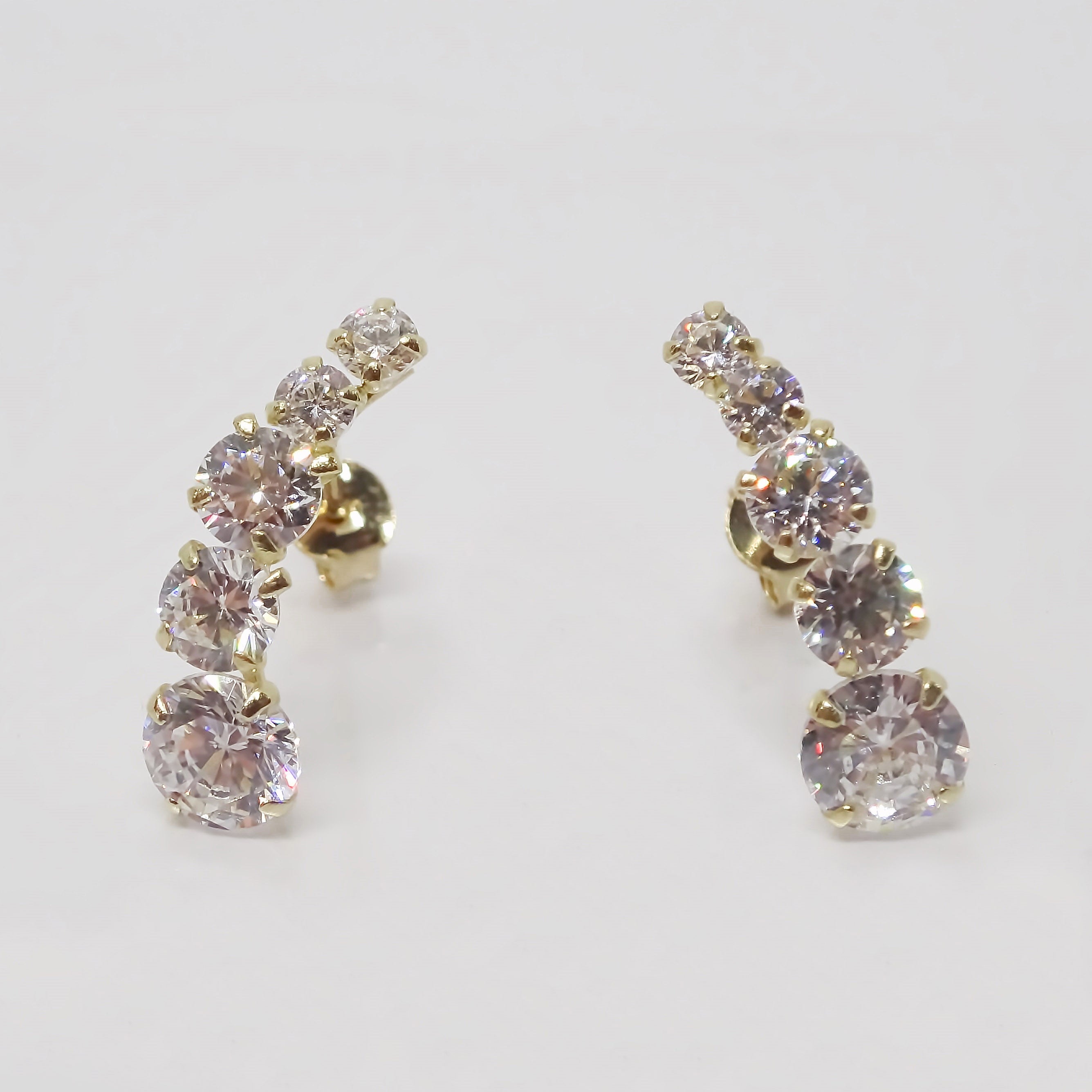 Amor Eterno - Broqueles Lambada 5 Piedras /aretes / Oro 10k