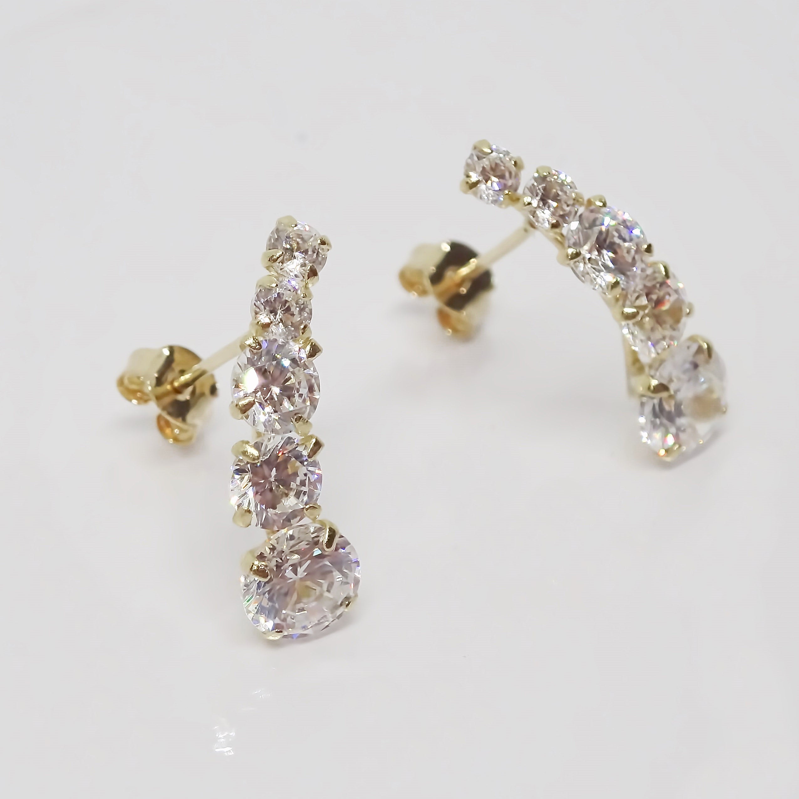 Amor Eterno - Broqueles Lambada 5 Piedras /aretes / Oro 10k