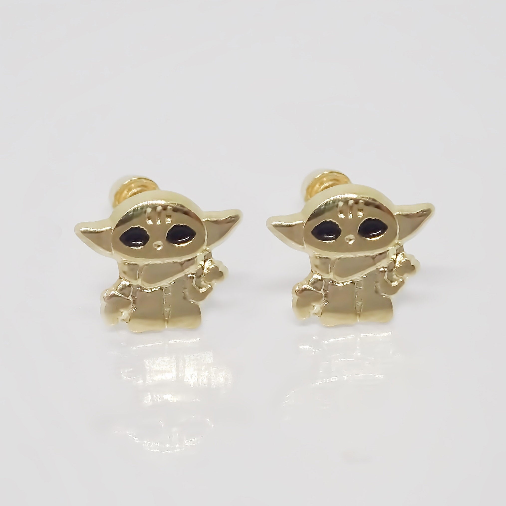 Amor Eterno - Broqueles Aretes Star Wars Yoda Bebé / Oro 10k