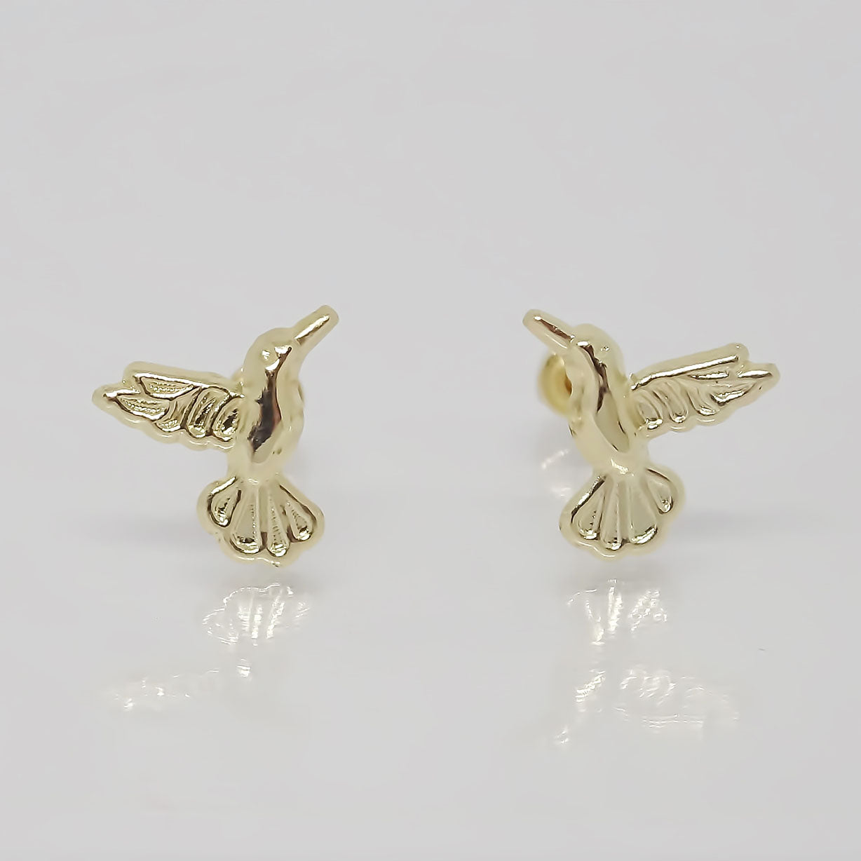 Amor Eterno - Broqueles Aretes Colibrí Fly / Oro 10k