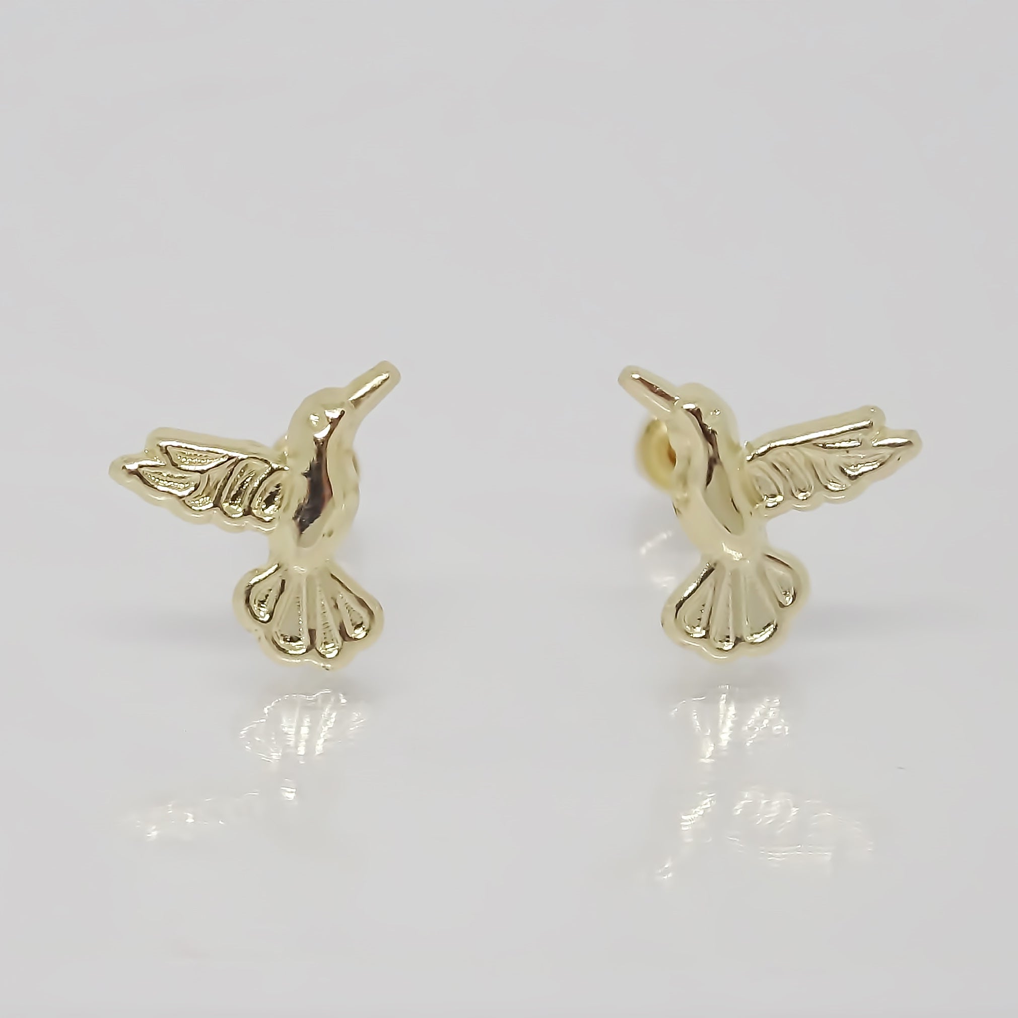 Amor Eterno - Broqueles Aretes Colibrí Fly / Oro 10k