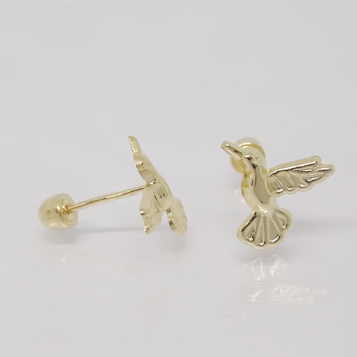 Amor Eterno - Broqueles Aretes Colibrí Fly / Oro 10k