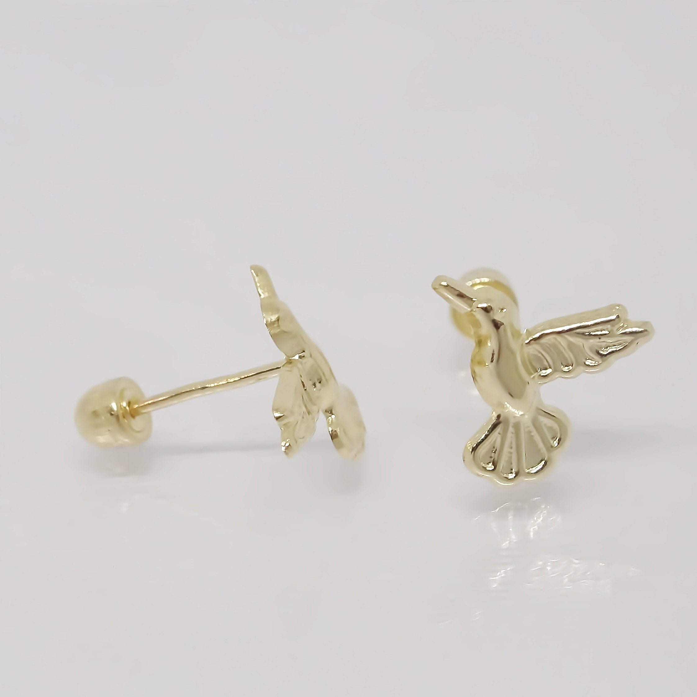 Amor Eterno - Broqueles Aretes Colibrí Fly / Oro 10k