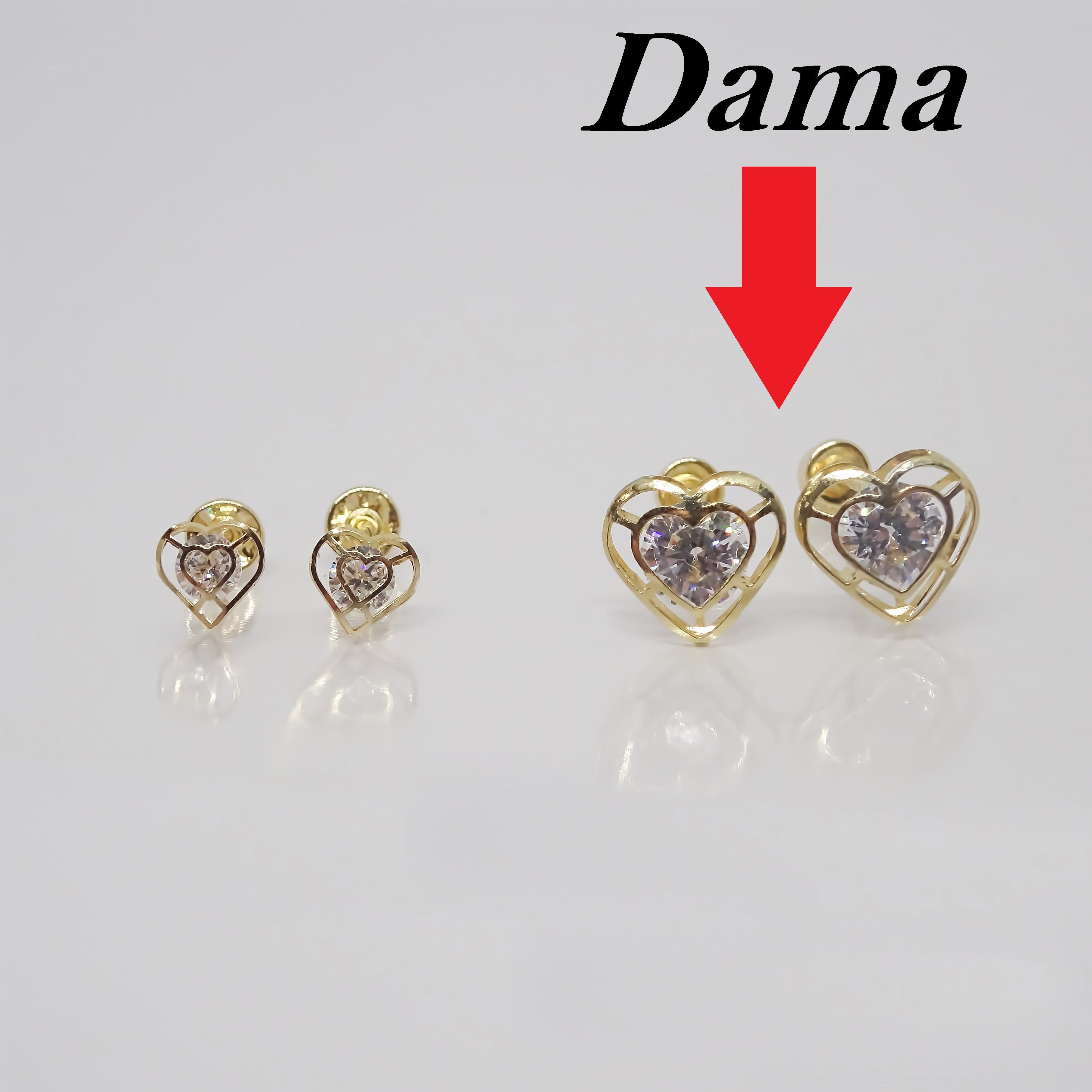 Amor Eterno - Broqueles Aretes / Corazón 3d Dama / Oro 10k
