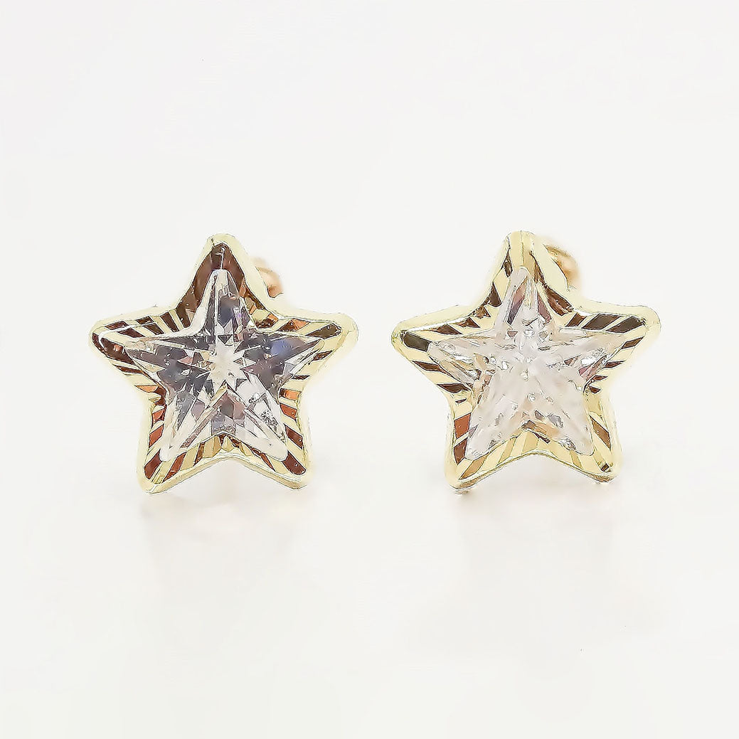 Amor Eterno - Broqueles / Estrella Facetada Dama Oro 10k