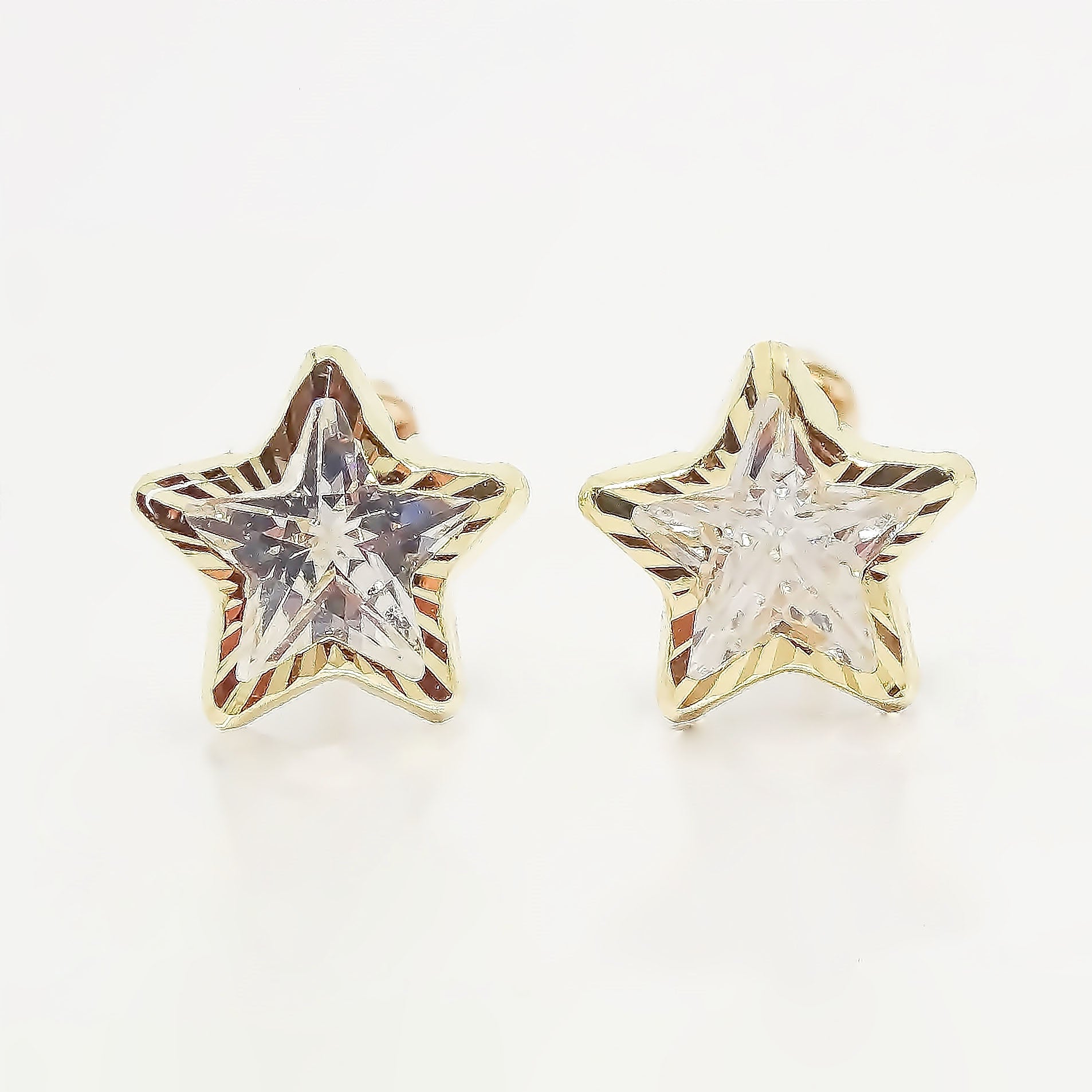 Amor Eterno - Broqueles / Estrella Facetada Dama Oro 10k