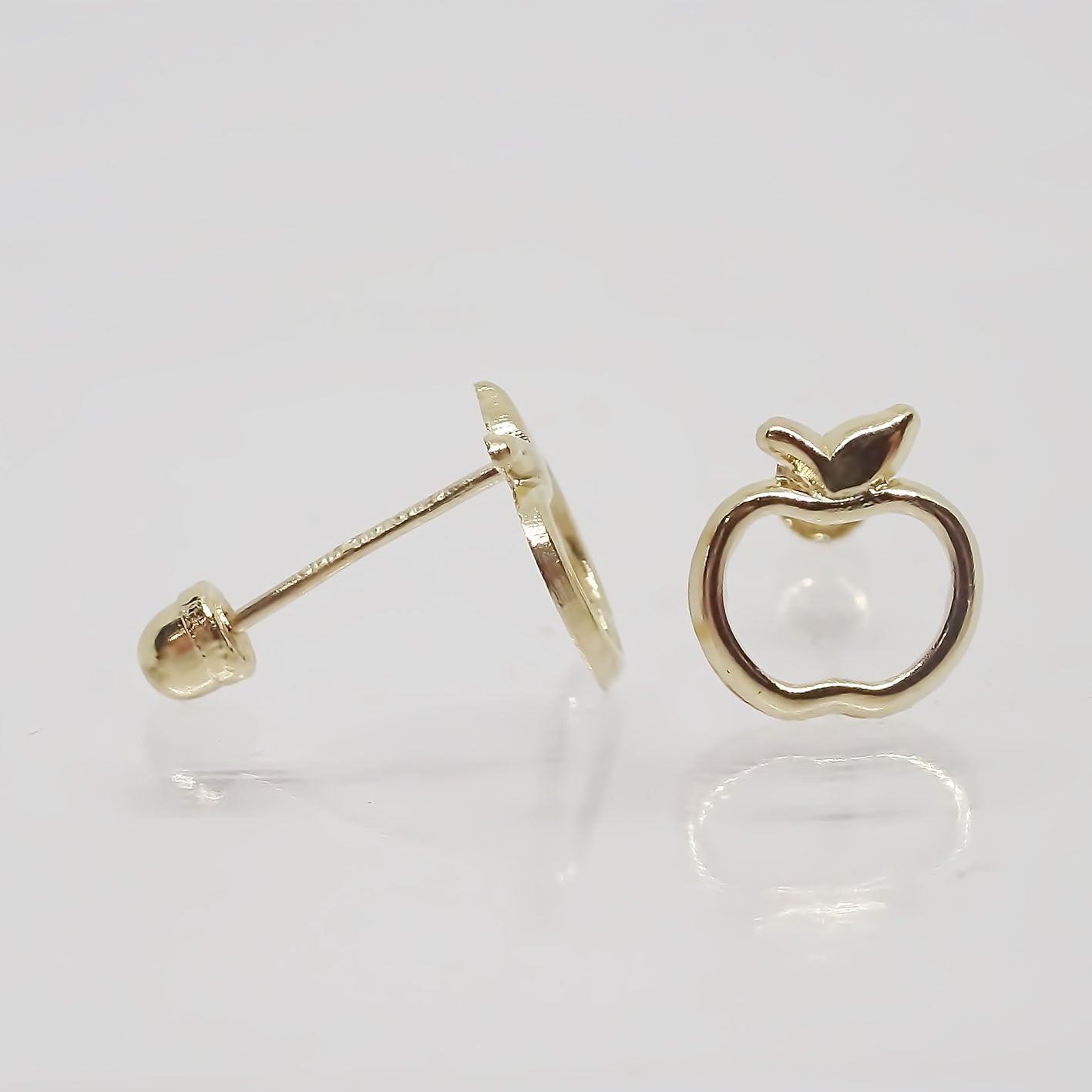Amor Eterno - Broqueles Manzana Silueta / Aretes Oro 10k