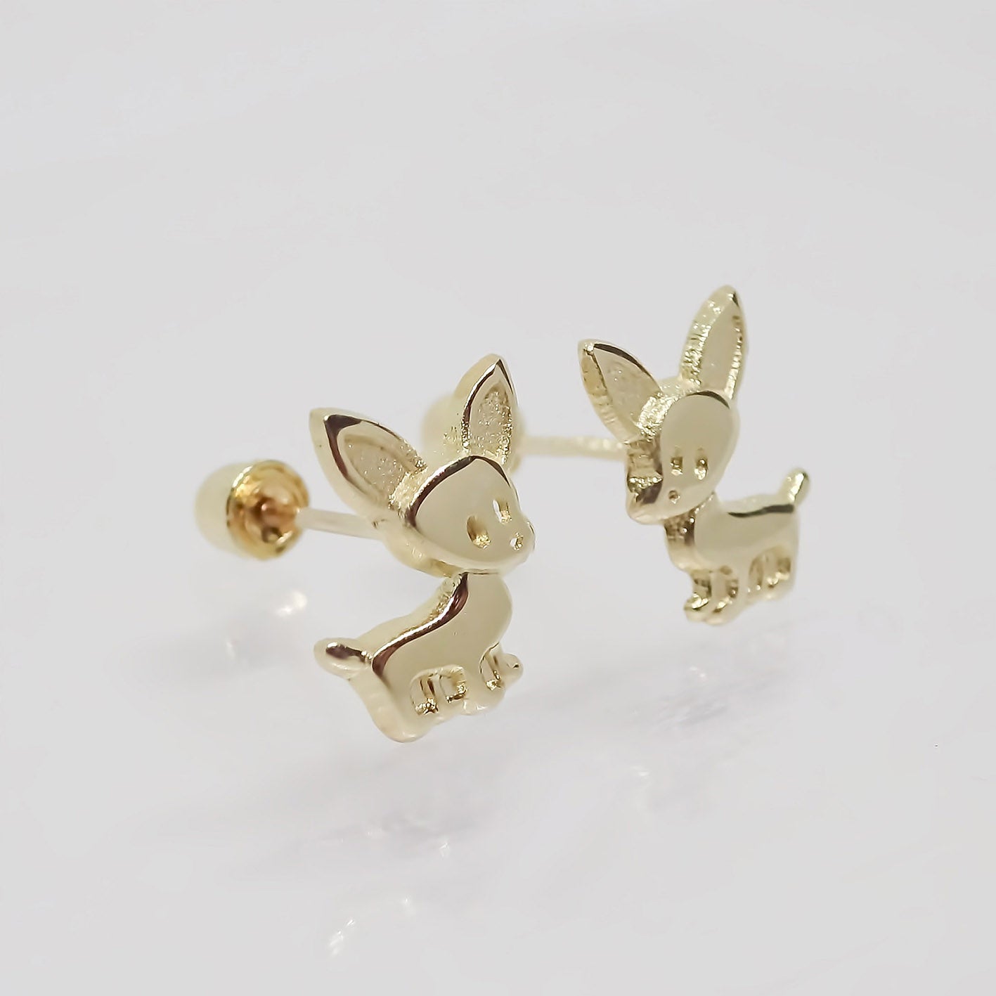 Amor Eterno - Broqueles Aretes / Perrito Chihuahua / Oro 10k
