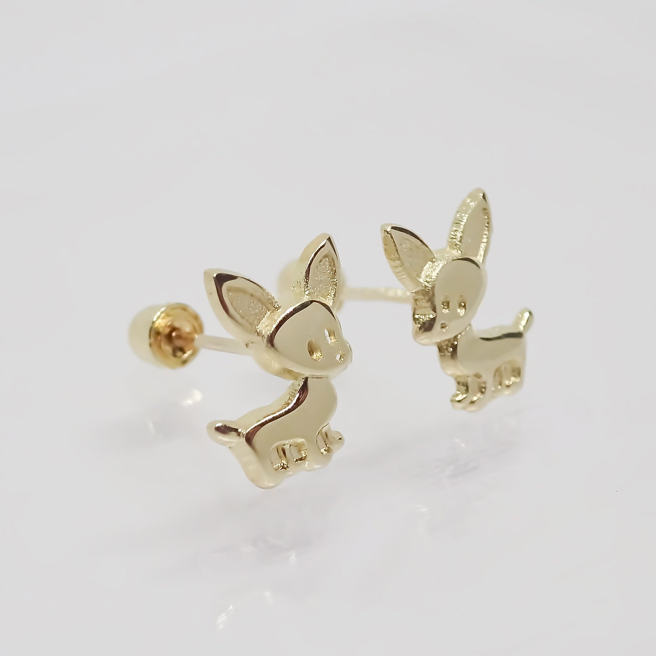 Amor Eterno - Broqueles Aretes / Perrito Chihuahua / Oro 10k