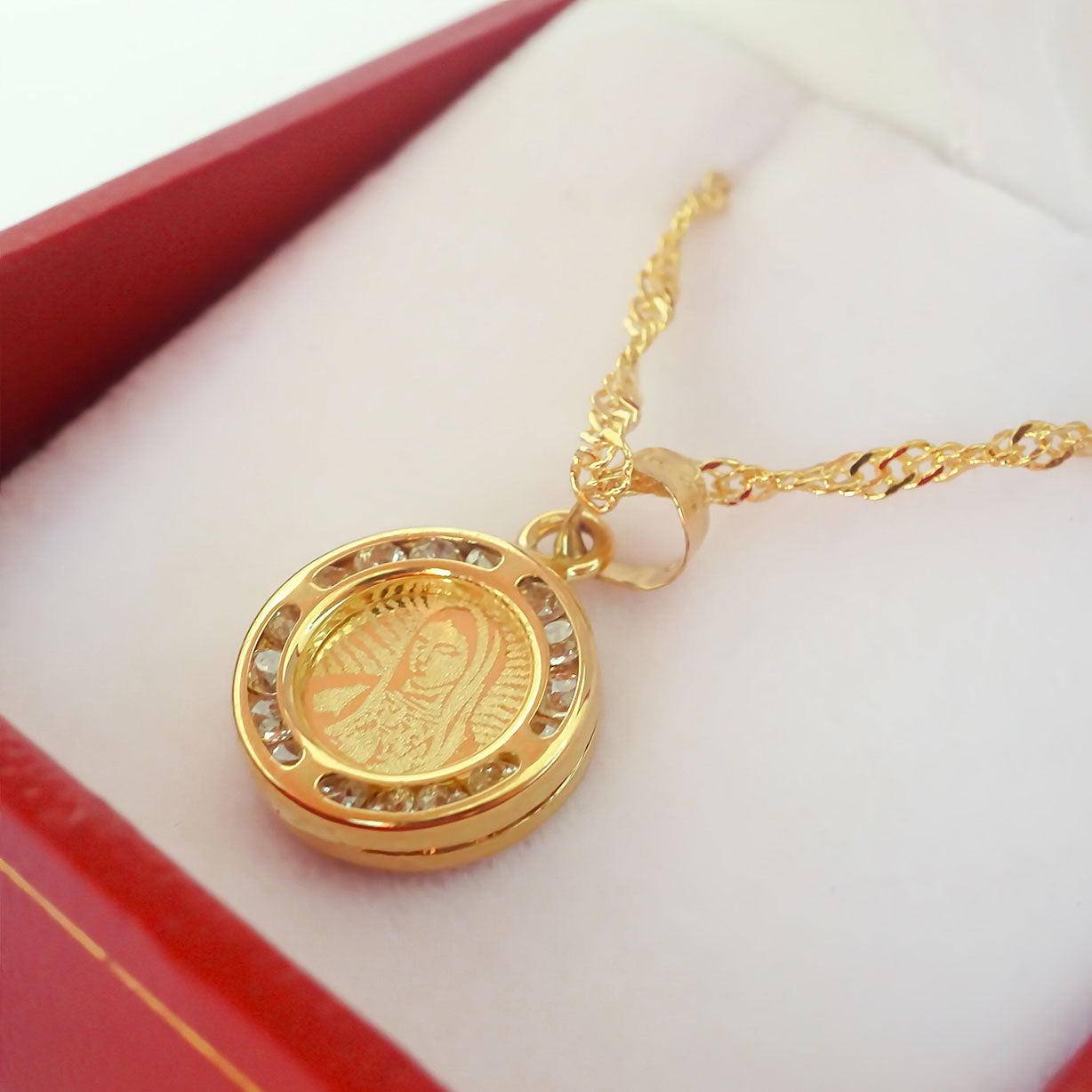 Amor Eterno - Dije Sagrado Corazón Virgen 2 Lados Oro 10k