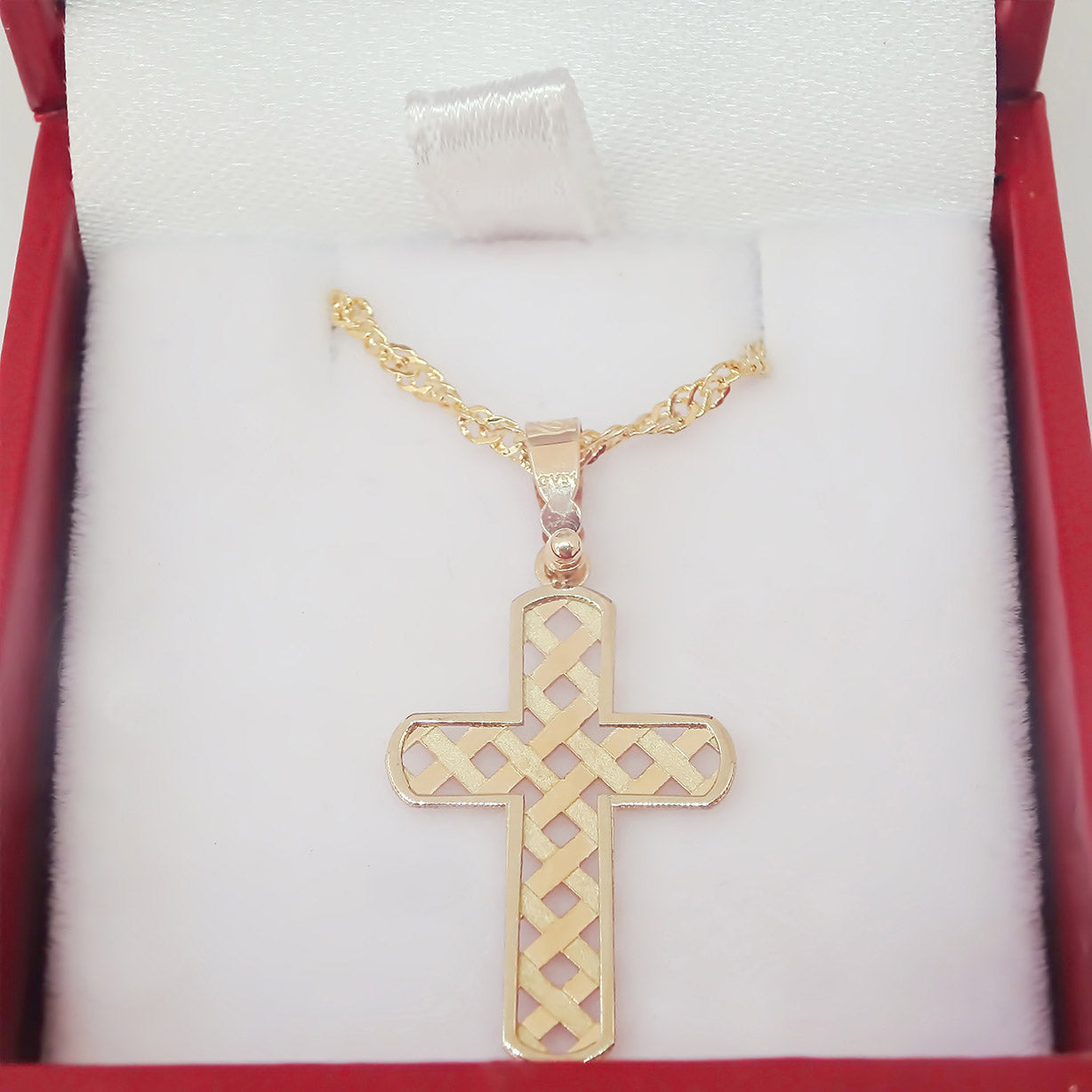 Amor Eterno - Dije Cruz Bejuco Crucifijo / Oro 10k + Cadena de Regalo