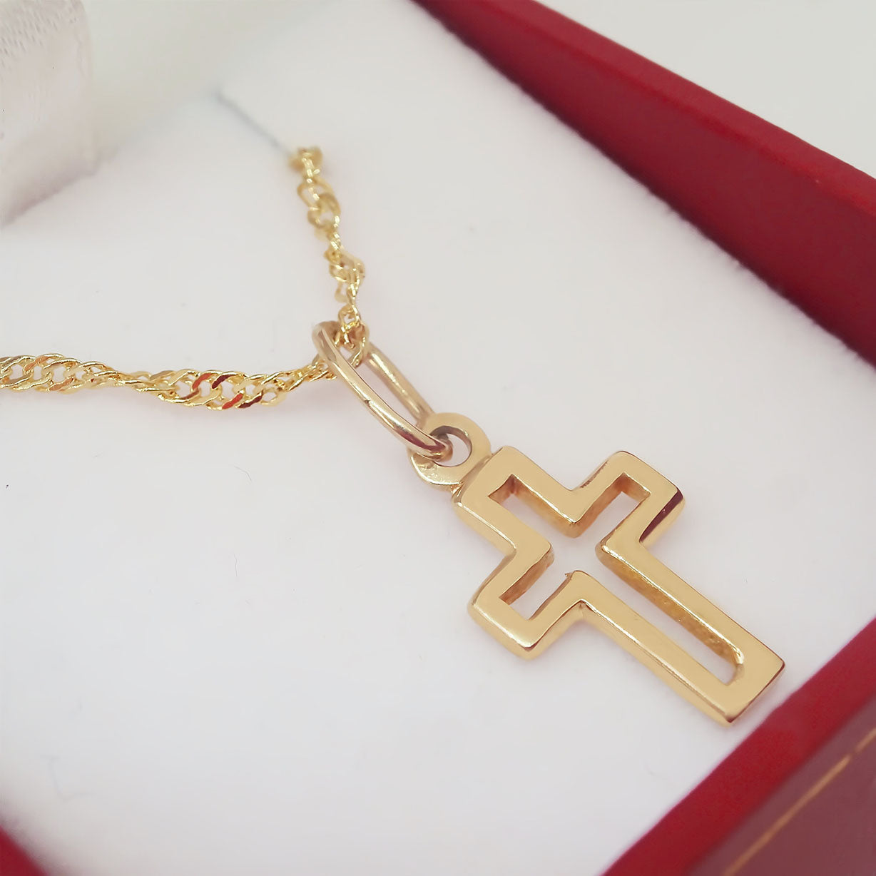 Amor Eterno - Dije Mini Cruz De Cristo En Oro 10k Solido