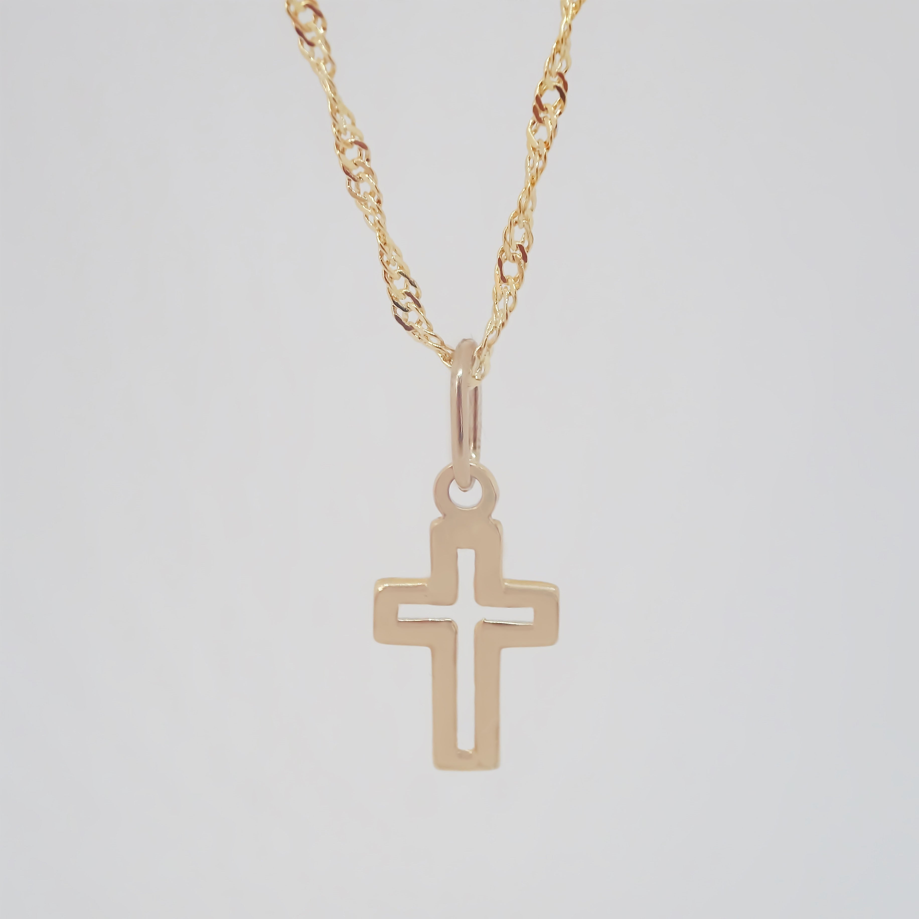 Amor Eterno - Dije Mini Cruz De Cristo En Oro 10k Solido