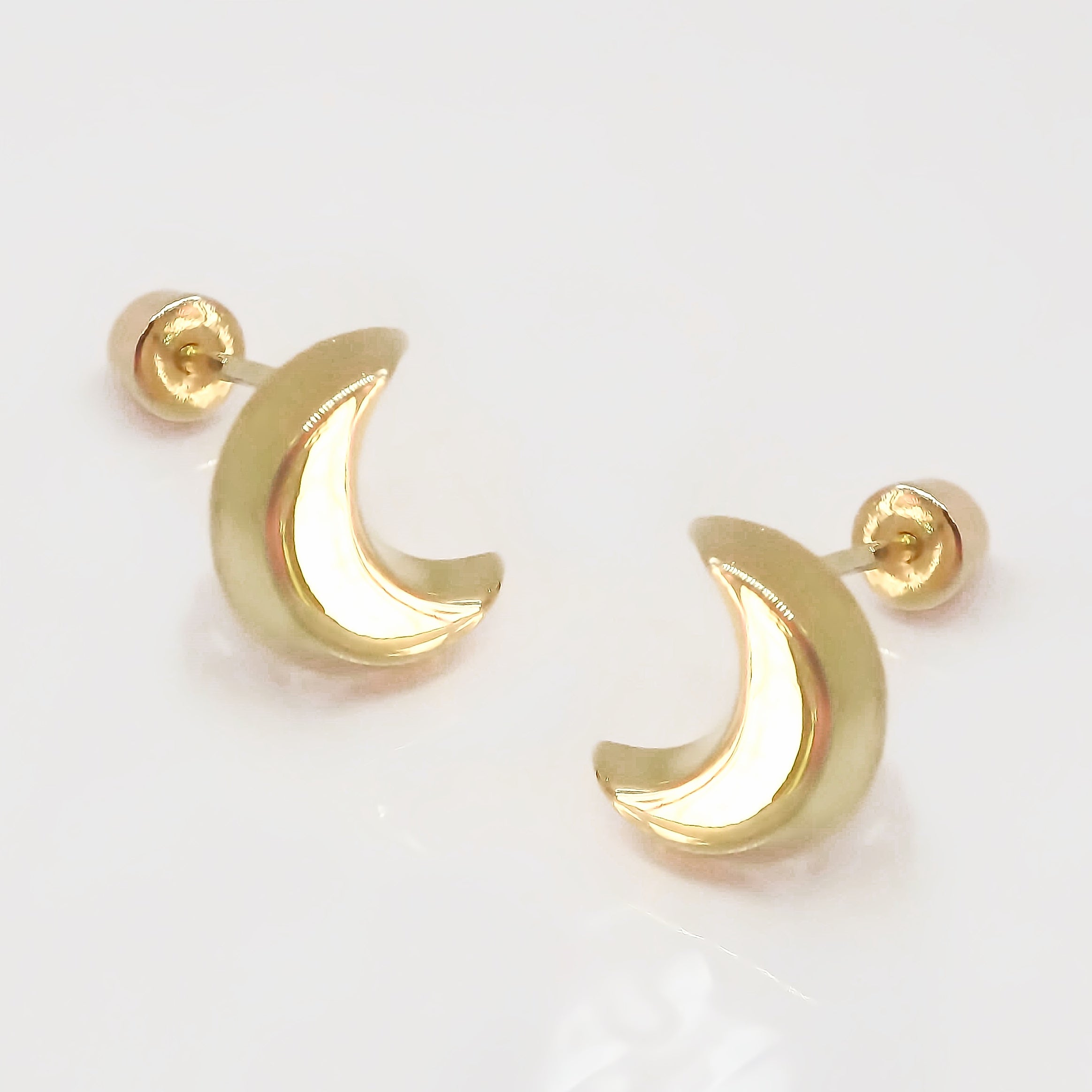Amor Eterno - Broqueles Luna Basic / Aretes Oro 10k