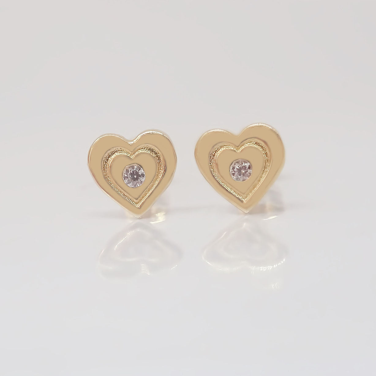 Amor Eterno - Broqueles Corazón Latido Bebé / Oro Sólido 10k