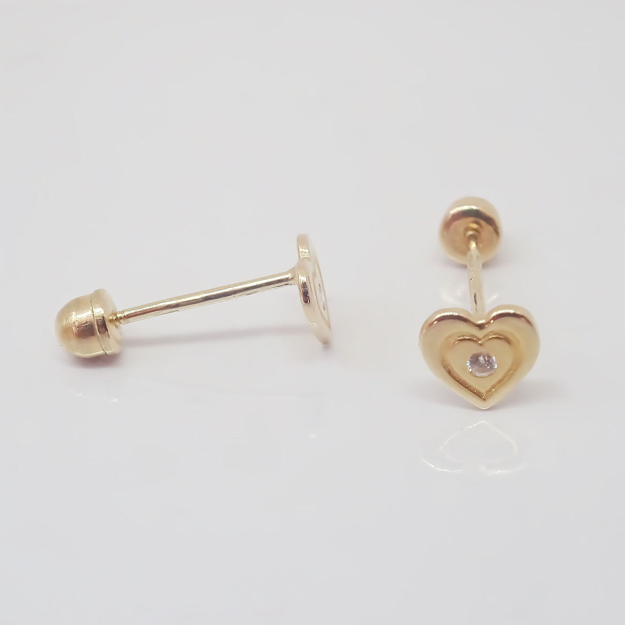 Amor Eterno - Broqueles Corazón Latido Bebé / Oro Sólido 10k