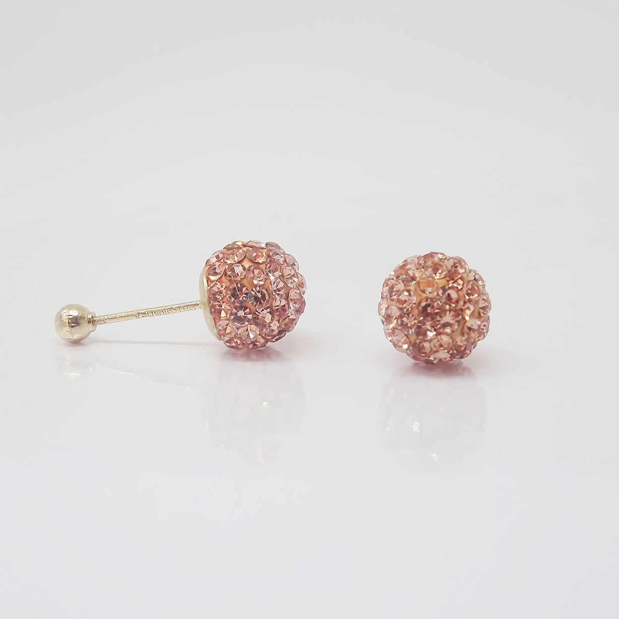 Amor Eterno - Broqueles Esferas Grandes / Aretes / Oro 10k / Durazno