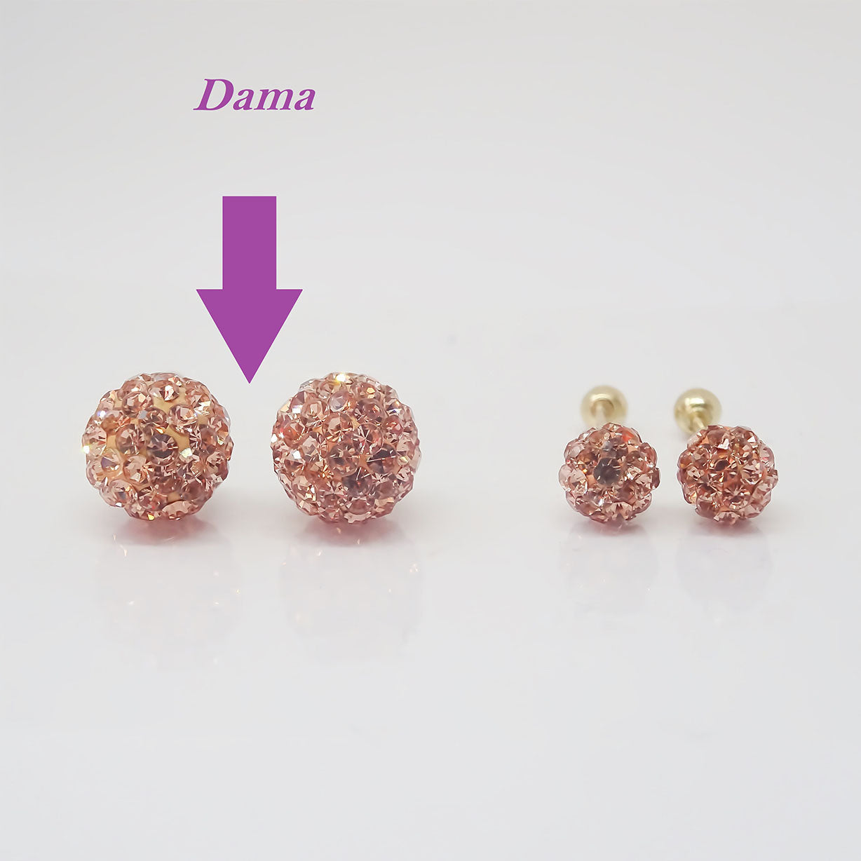 Amor Eterno - Broqueles Esferas Grandes / Aretes / Oro 10k / Durazno