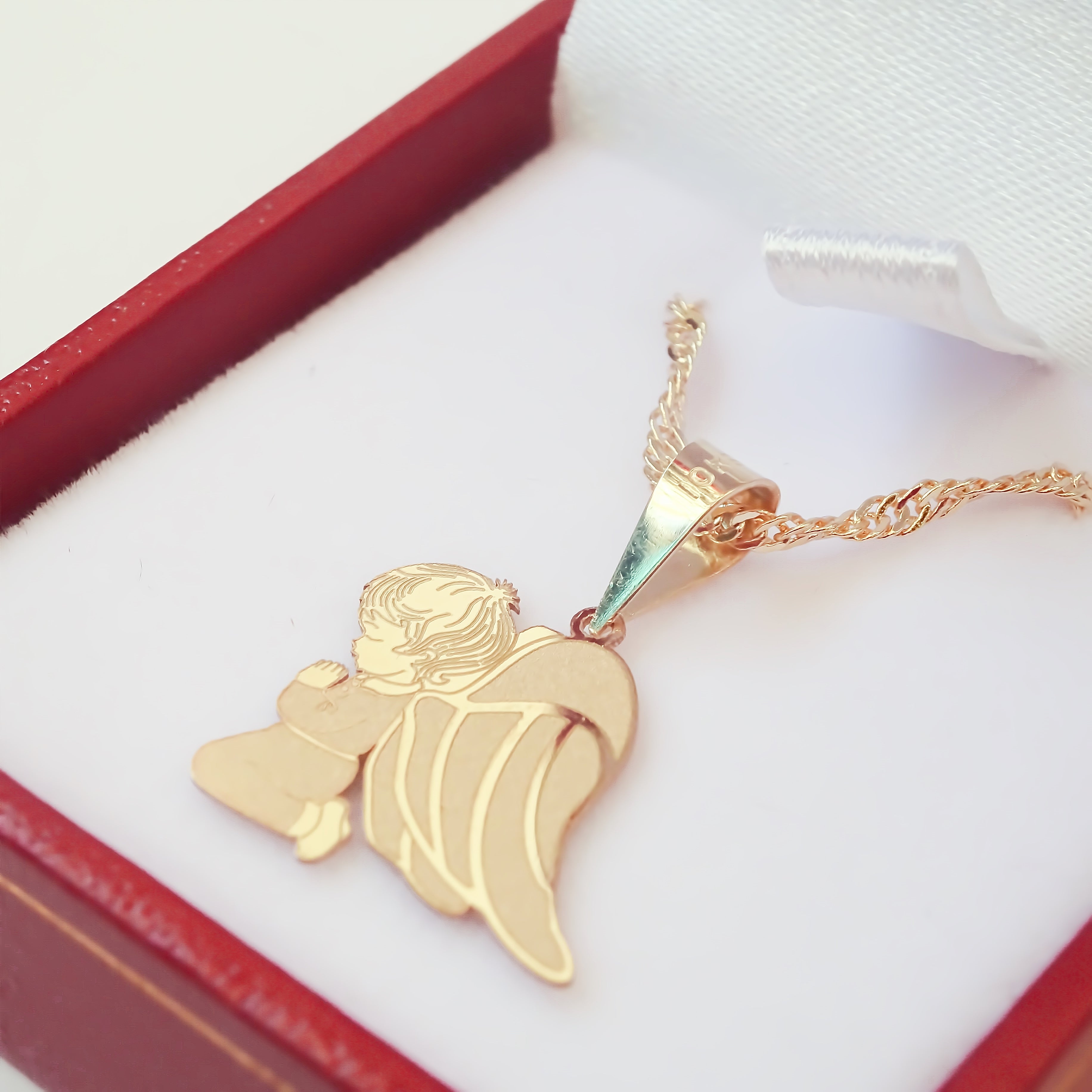 Amor Eterno - Dije Angel De La Guarda Oro Sólido 14k +cadena / Niño