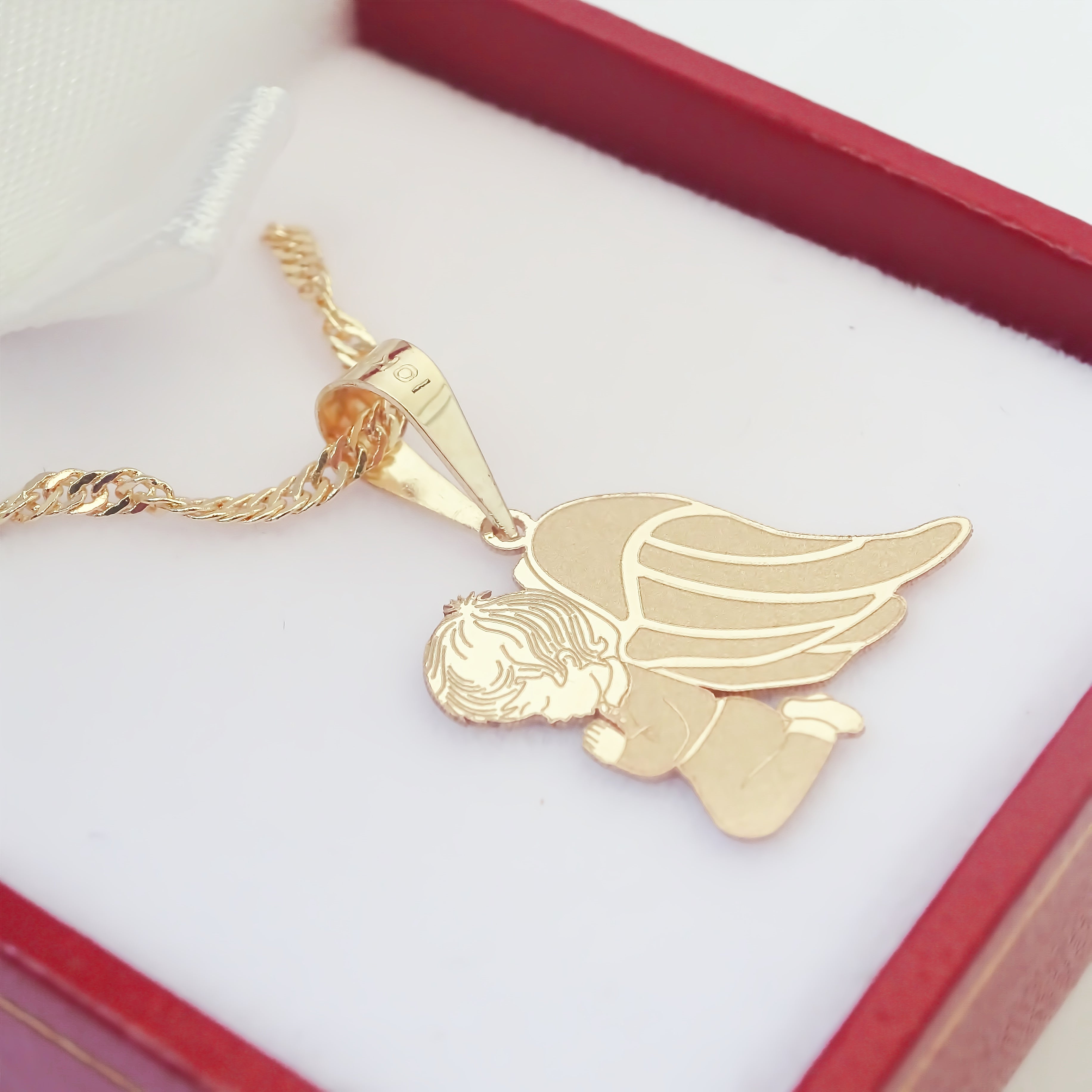 Amor Eterno - Dije Angel De La Guarda Oro Sólido 14k +cadena / Niño
