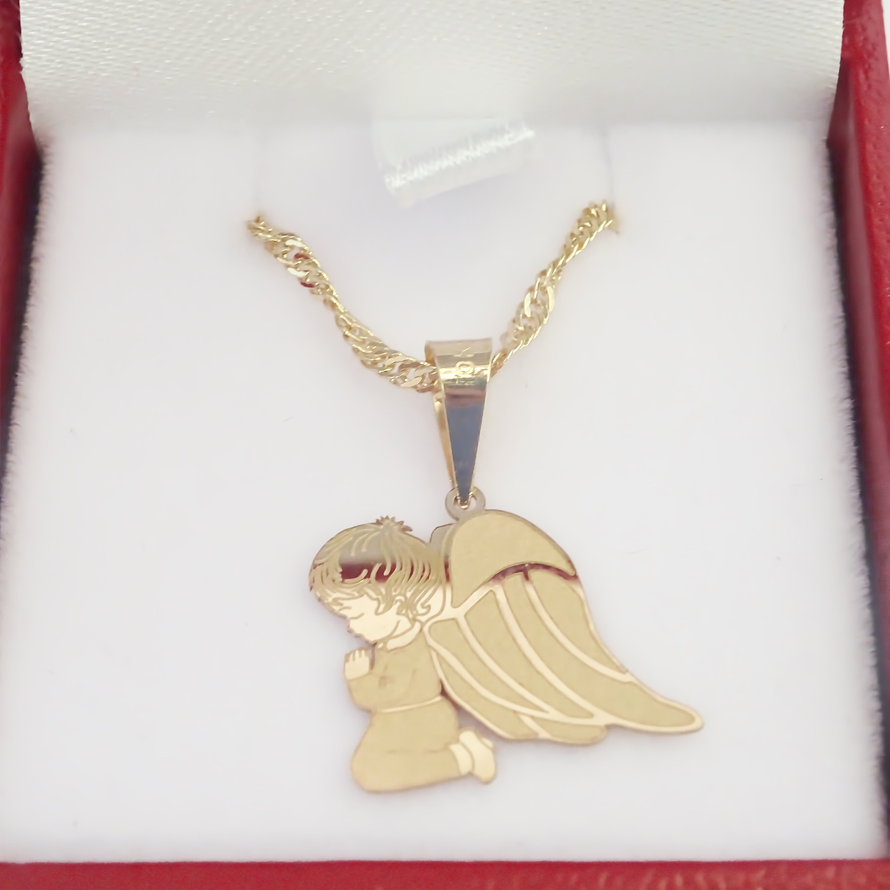 Amor Eterno - Dije Angel De La Guarda Oro Sólido 14k +cadena / Niño
