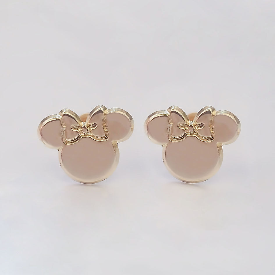 Amor Eterno - Broqueles / Disney Botón Mickey Minnie Oro 14k