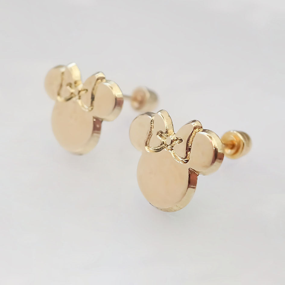 Amor Eterno - Broqueles / Disney Botón Mickey Minnie Oro 14k