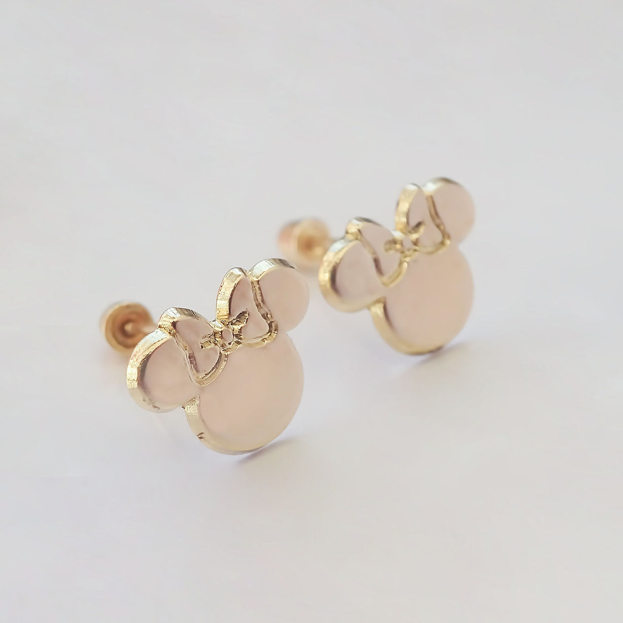 Amor Eterno - Broqueles / Disney Botón Mickey Minnie Oro 14k