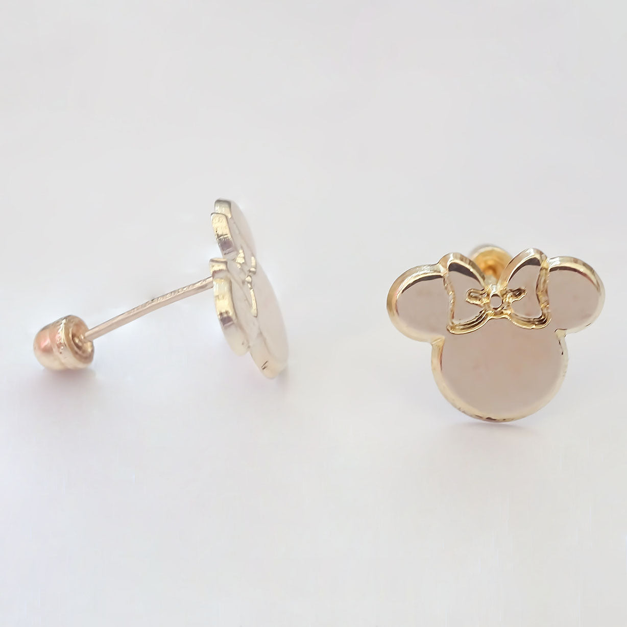 Amor Eterno - Broqueles / Disney Botón Mickey Minnie Oro 14k