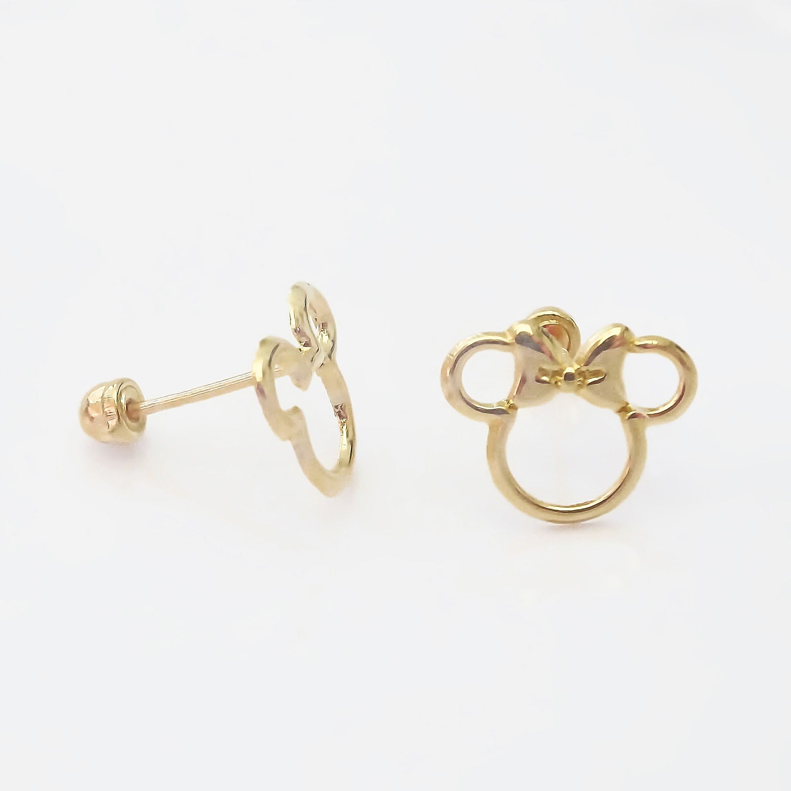 Amor Eterno - Broqueles Disney Silueta Mickey - Minnie Aretes / Oro 10k