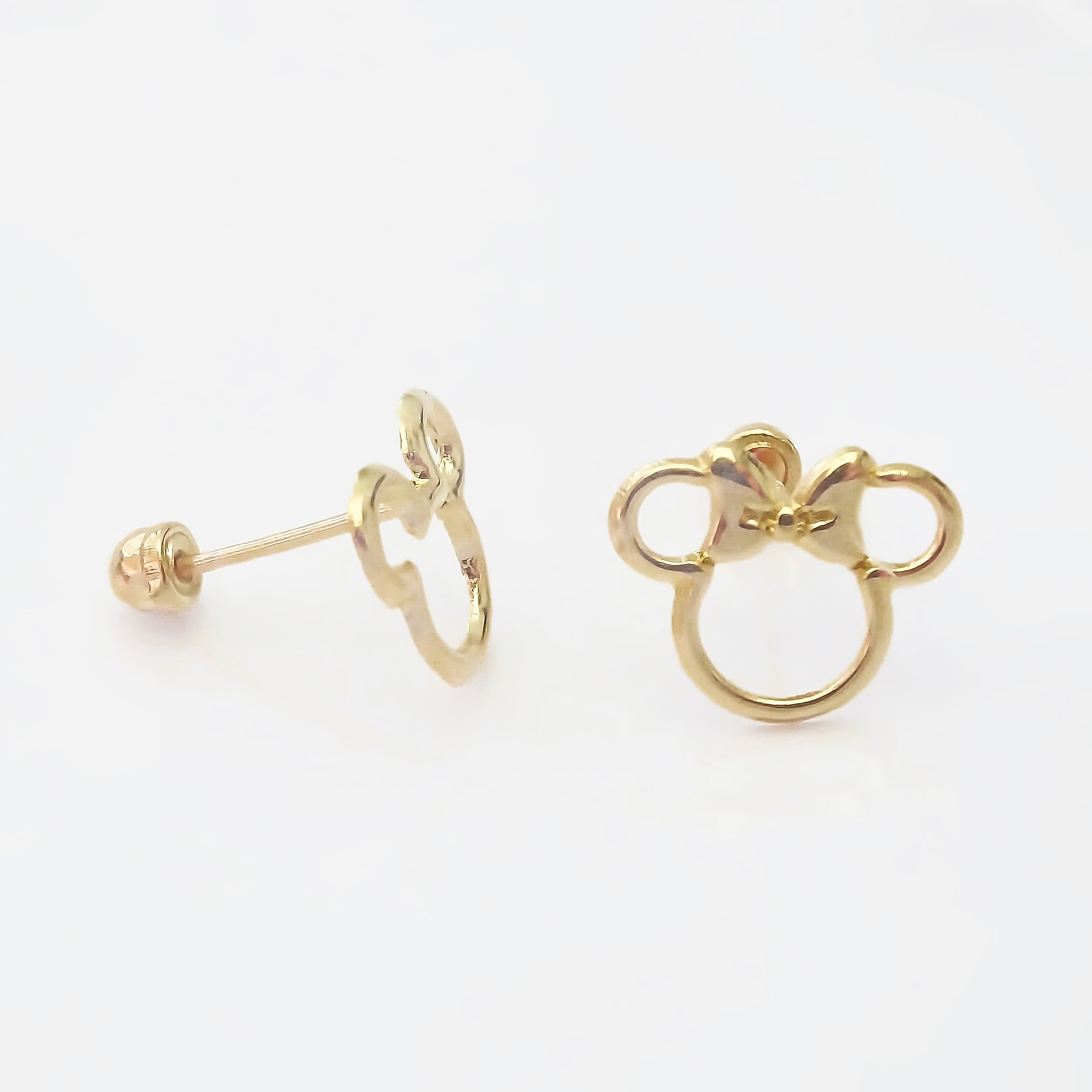 Amor Eterno - Broqueles Disney Silueta Mickey - Minnie Aretes / Oro 10k