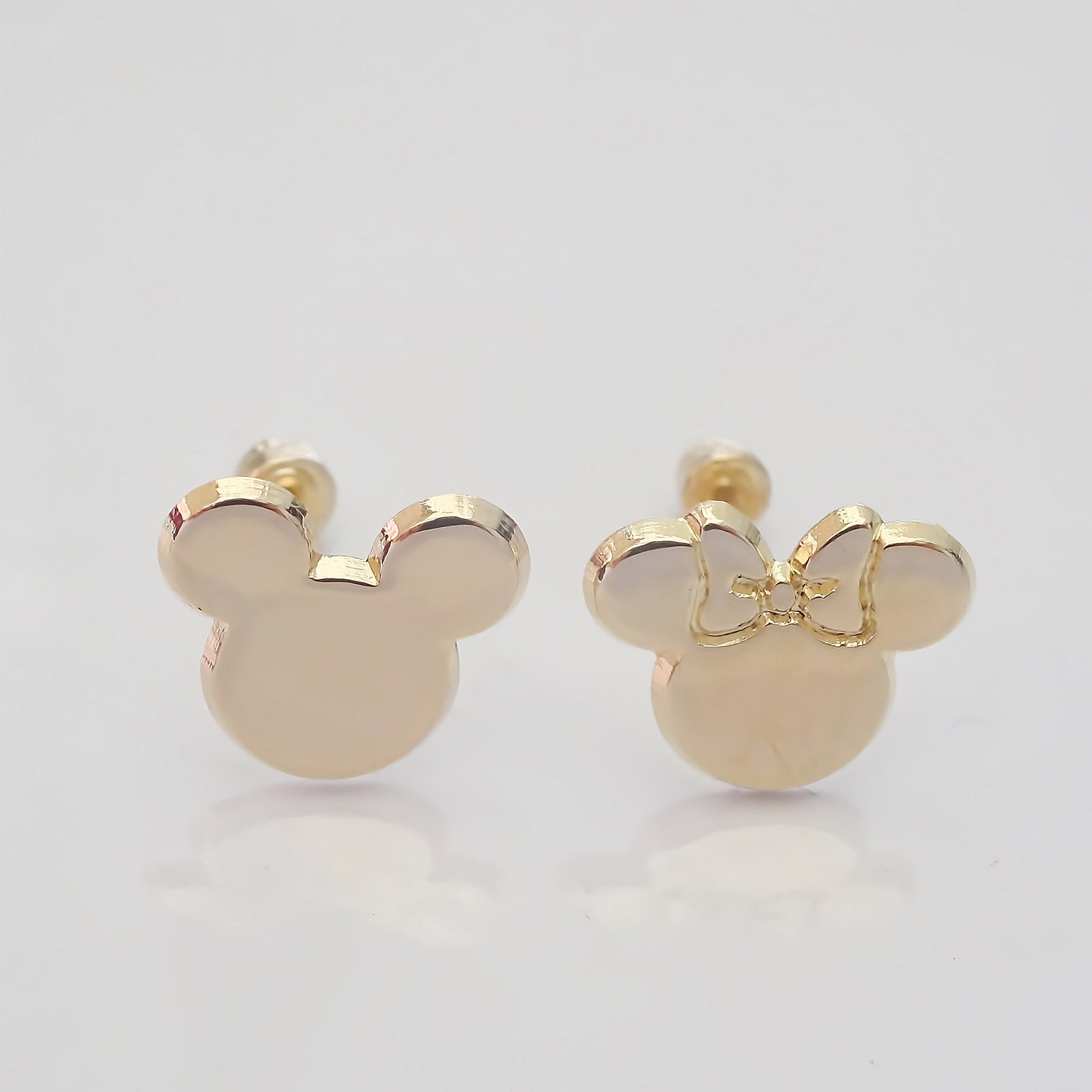 Amor Eterno - Broqueles / Disney Botón Mickey Minnie Oro 10k