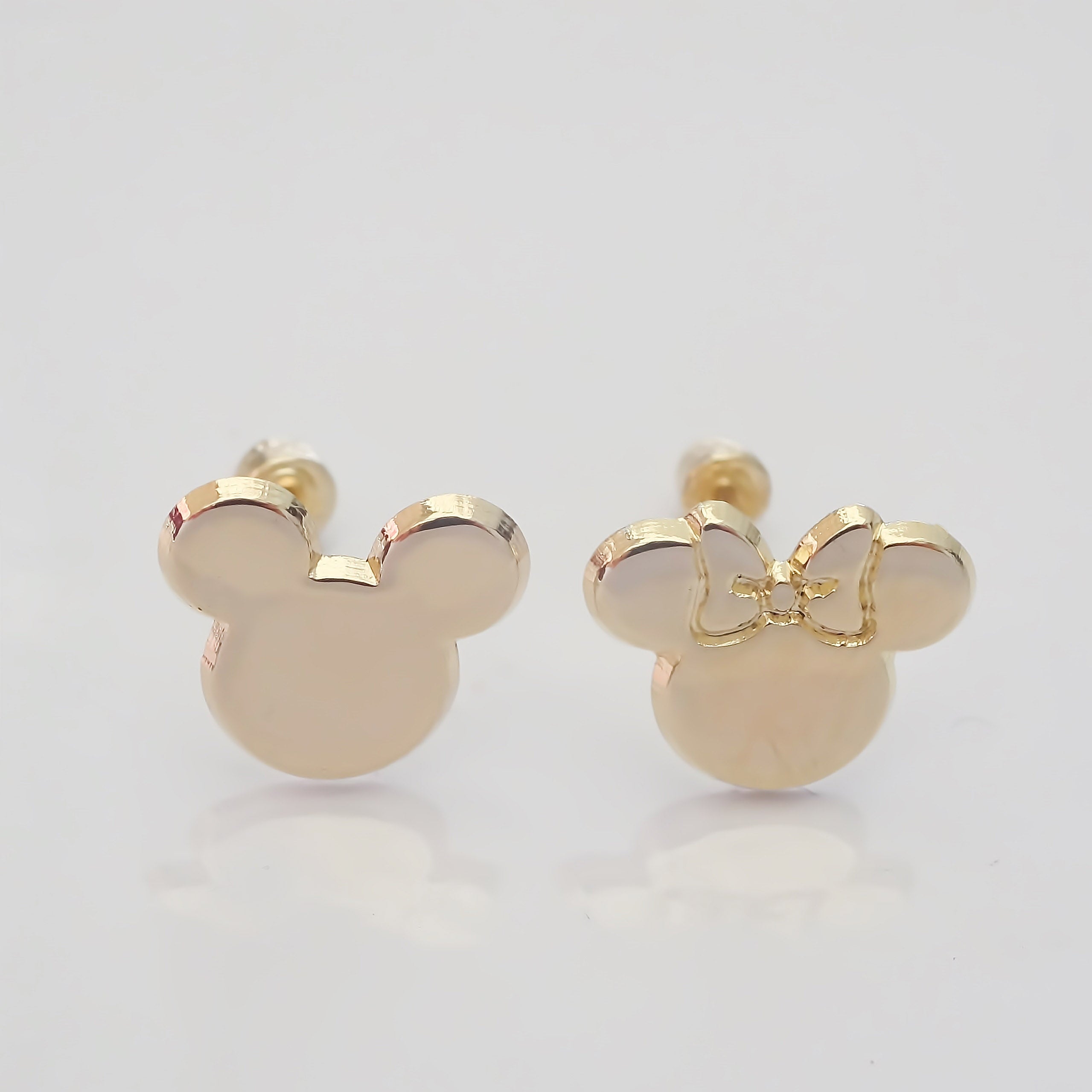 Amor Eterno - Broqueles / Disney Botón Mickey Minnie Oro 10k