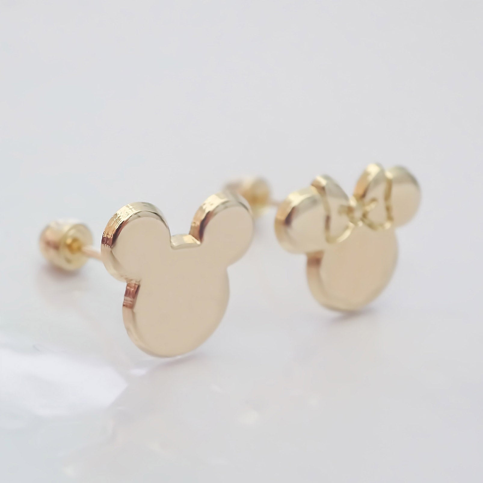Amor Eterno - Broqueles / Disney Botón Mickey Minnie Oro 10k