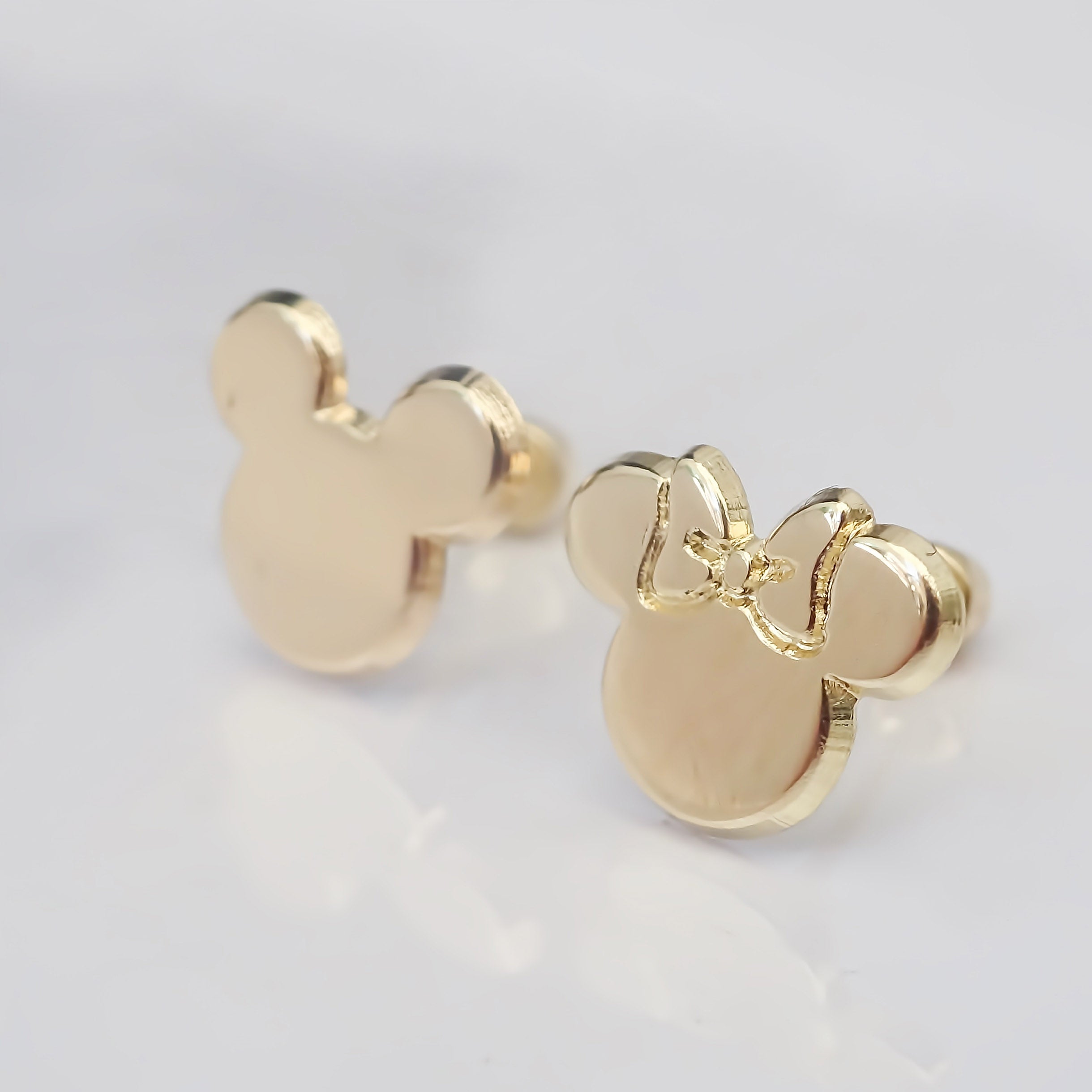 Amor Eterno - Broqueles / Disney Botón Mickey Minnie Oro 10k