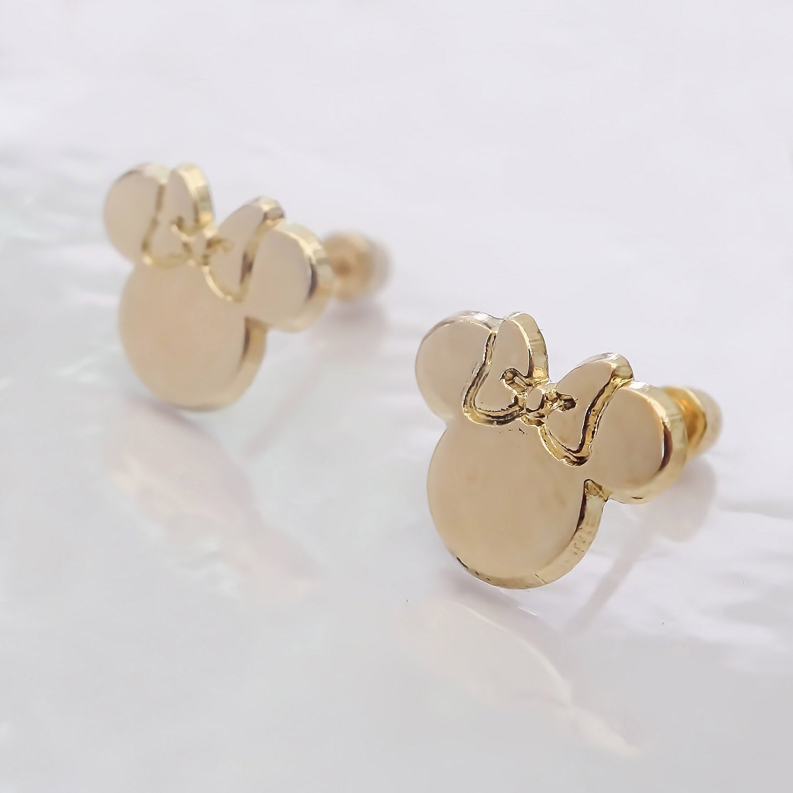 Amor Eterno - Broqueles / Disney Botón Minnie Oro 10k