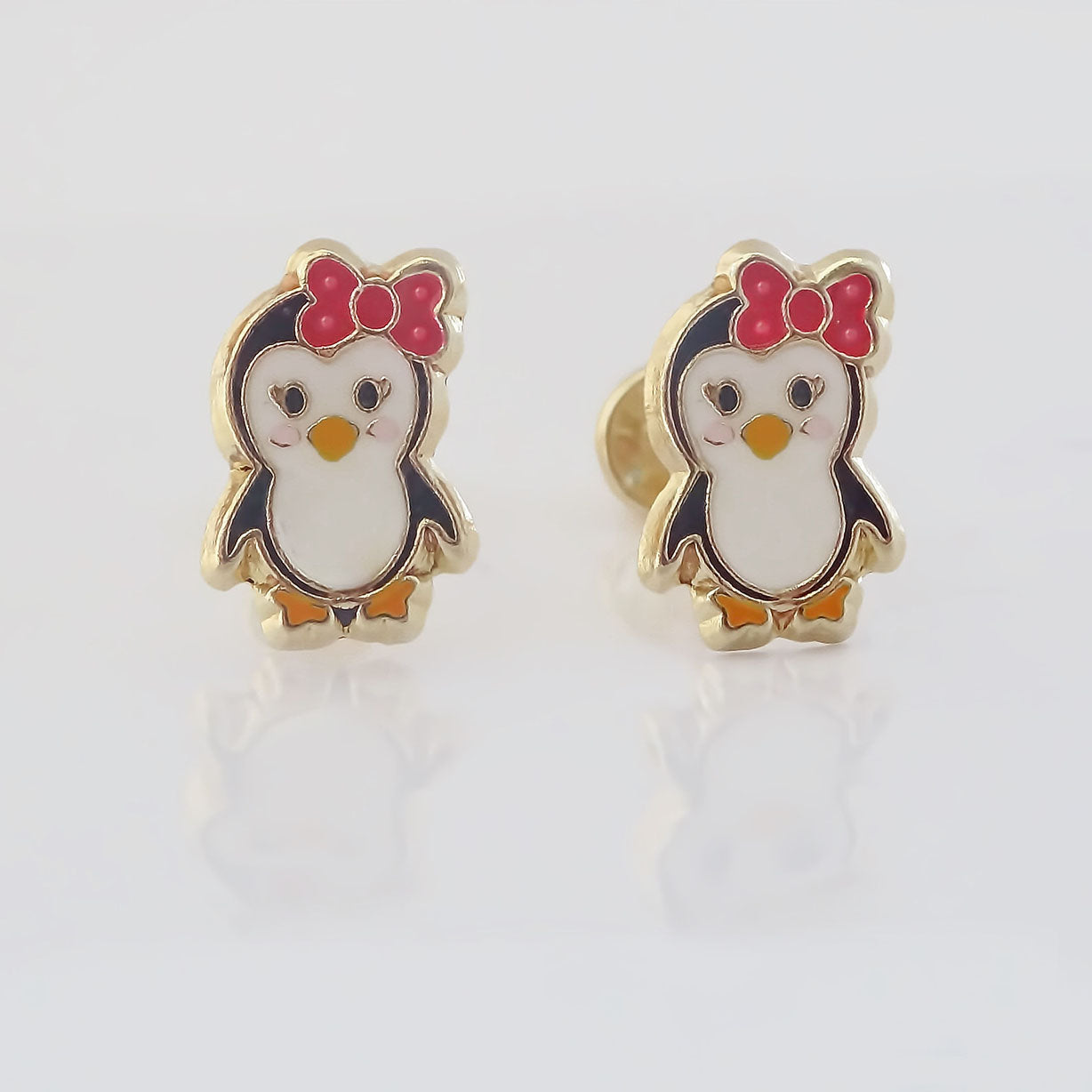 Amor Eterno - Broqueles Deluxe Pinguinos / Aretes / Oro 10k / Pinguinita