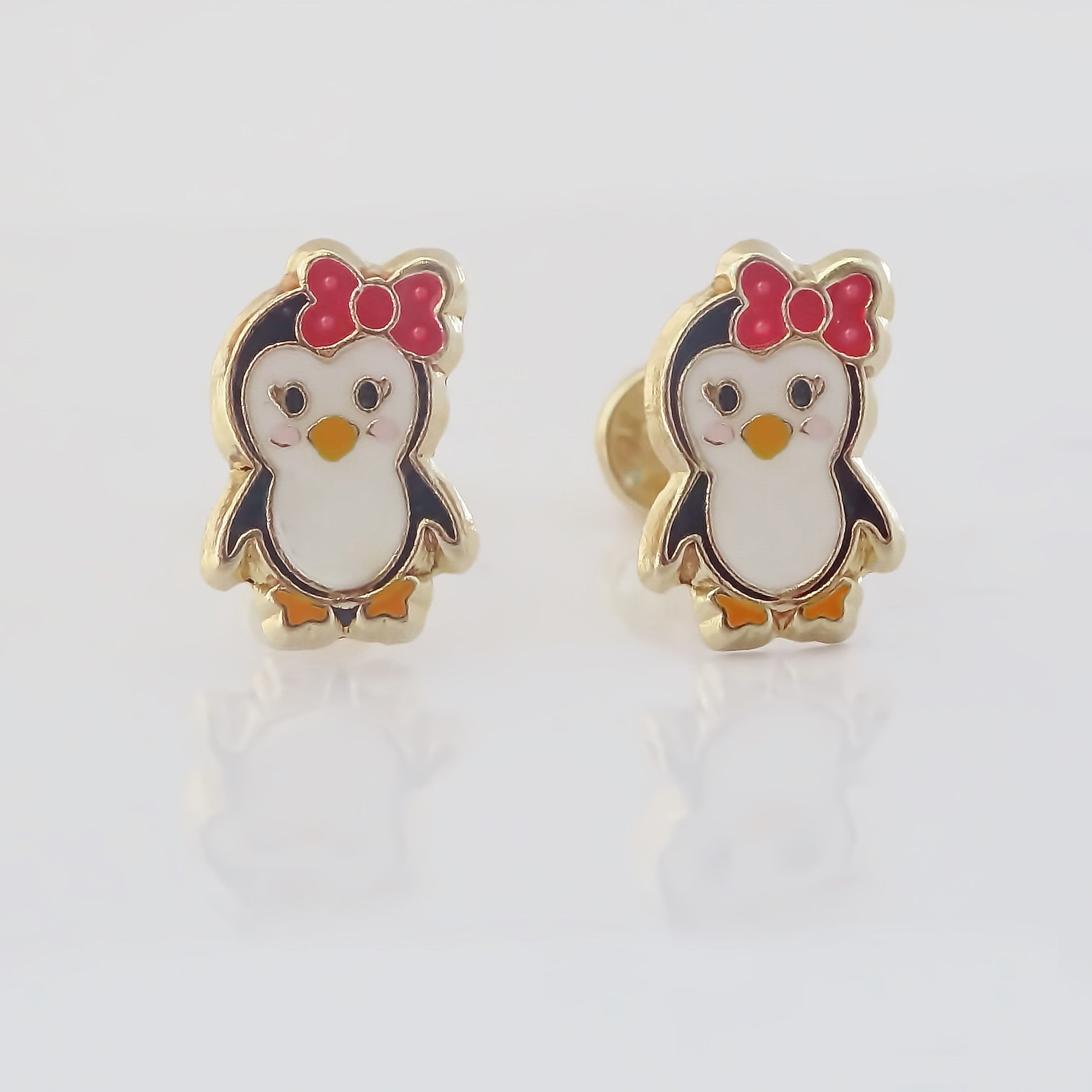 Amor Eterno - Broqueles Deluxe Pinguinos / Aretes / Oro 10k / Pinguinita