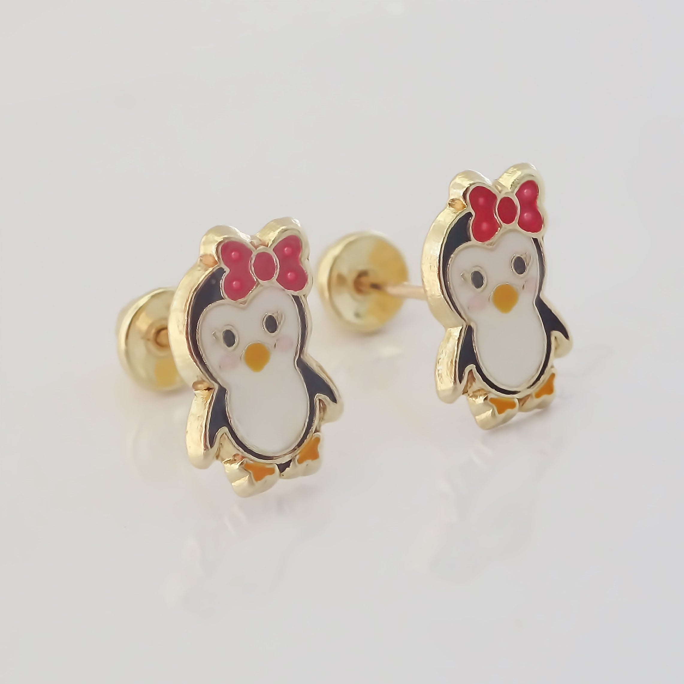 Amor Eterno - Broqueles Deluxe Pinguinos / Aretes / Oro 10k / Pinguinita