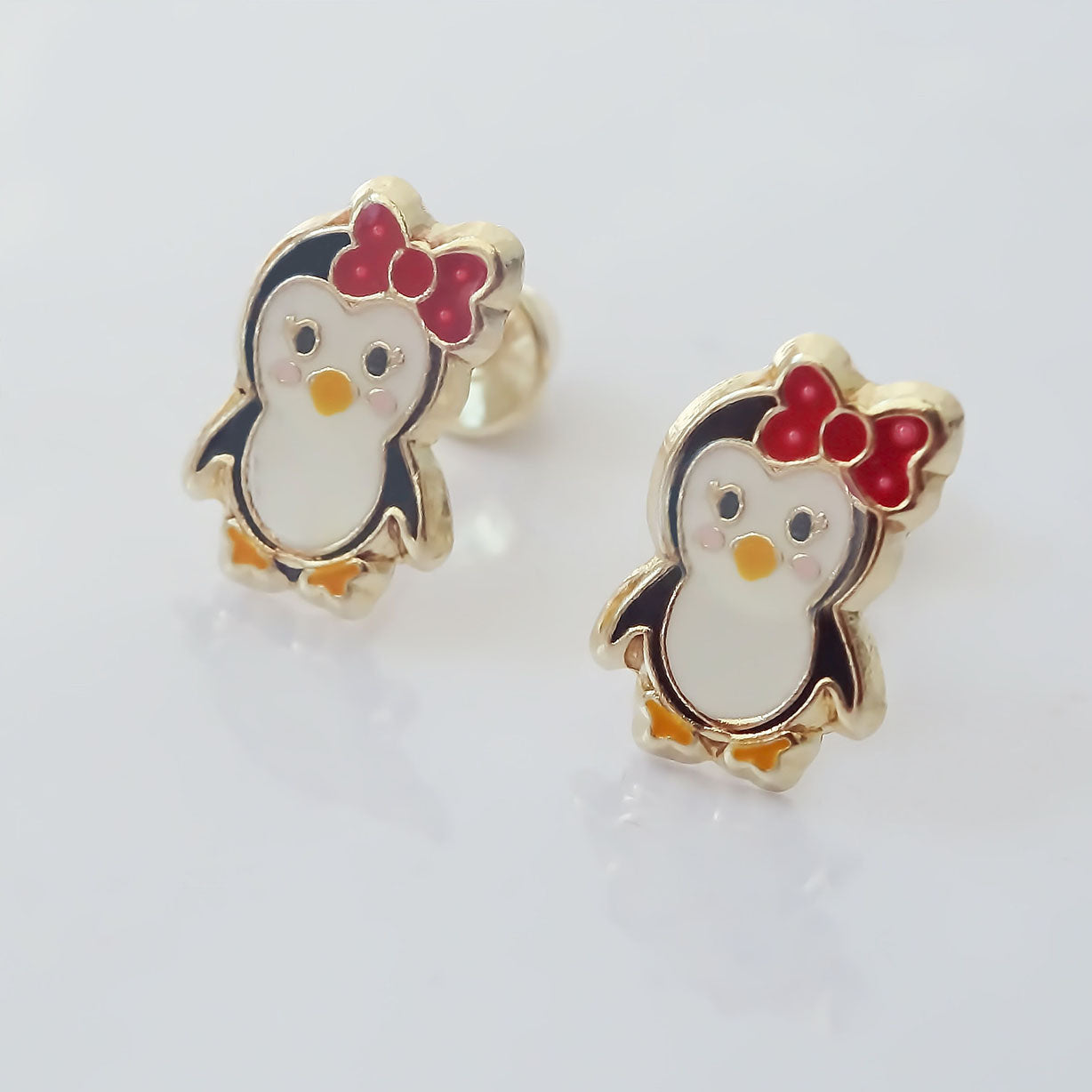 Amor Eterno - Broqueles Deluxe Pinguinos / Aretes / Oro 10k / Pinguinita