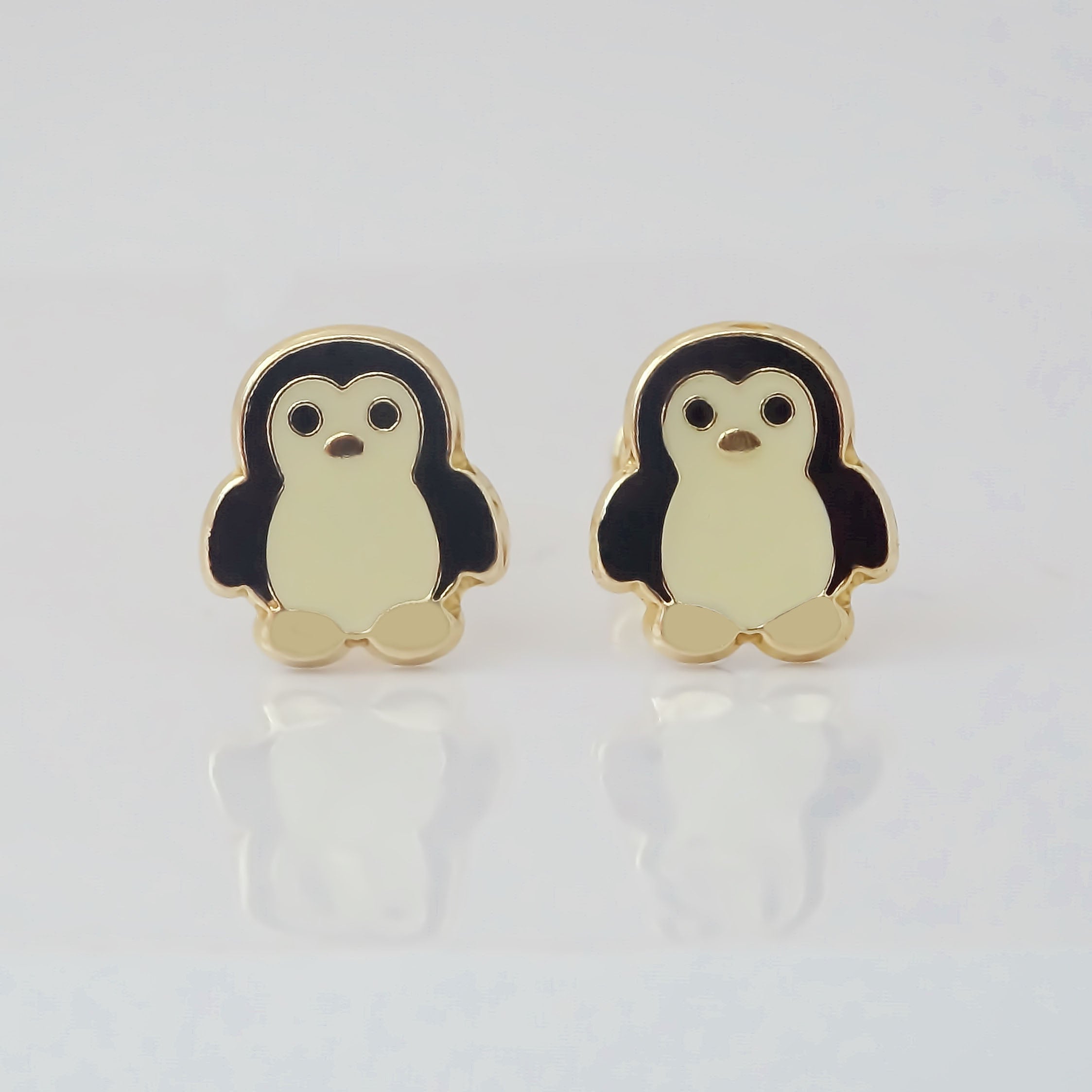 Amor Eterno - Broqueles Deluxe Pinguinos / Aretes / Oro 10k