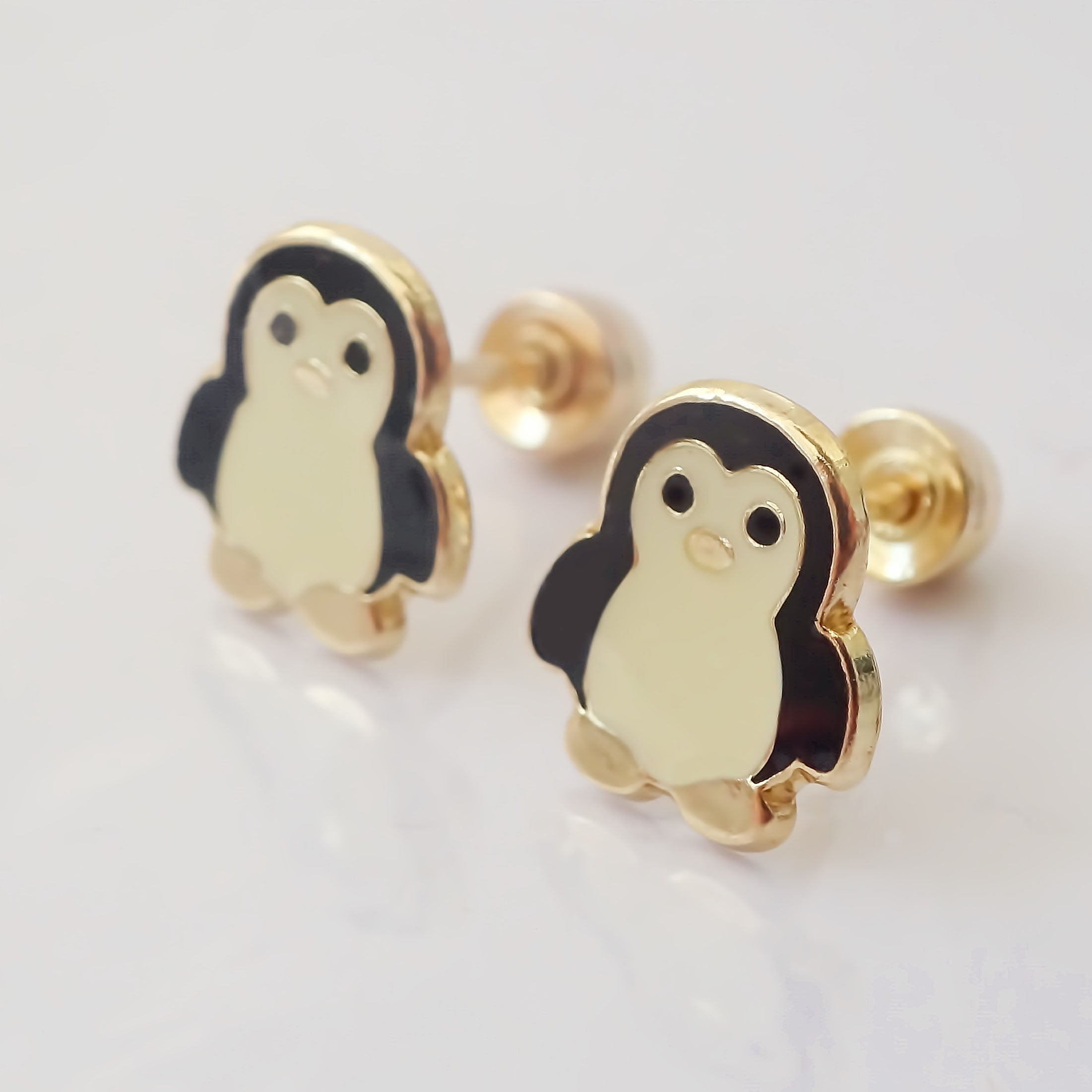 Amor Eterno - Broqueles Deluxe Pinguinos / Aretes / Oro 10k